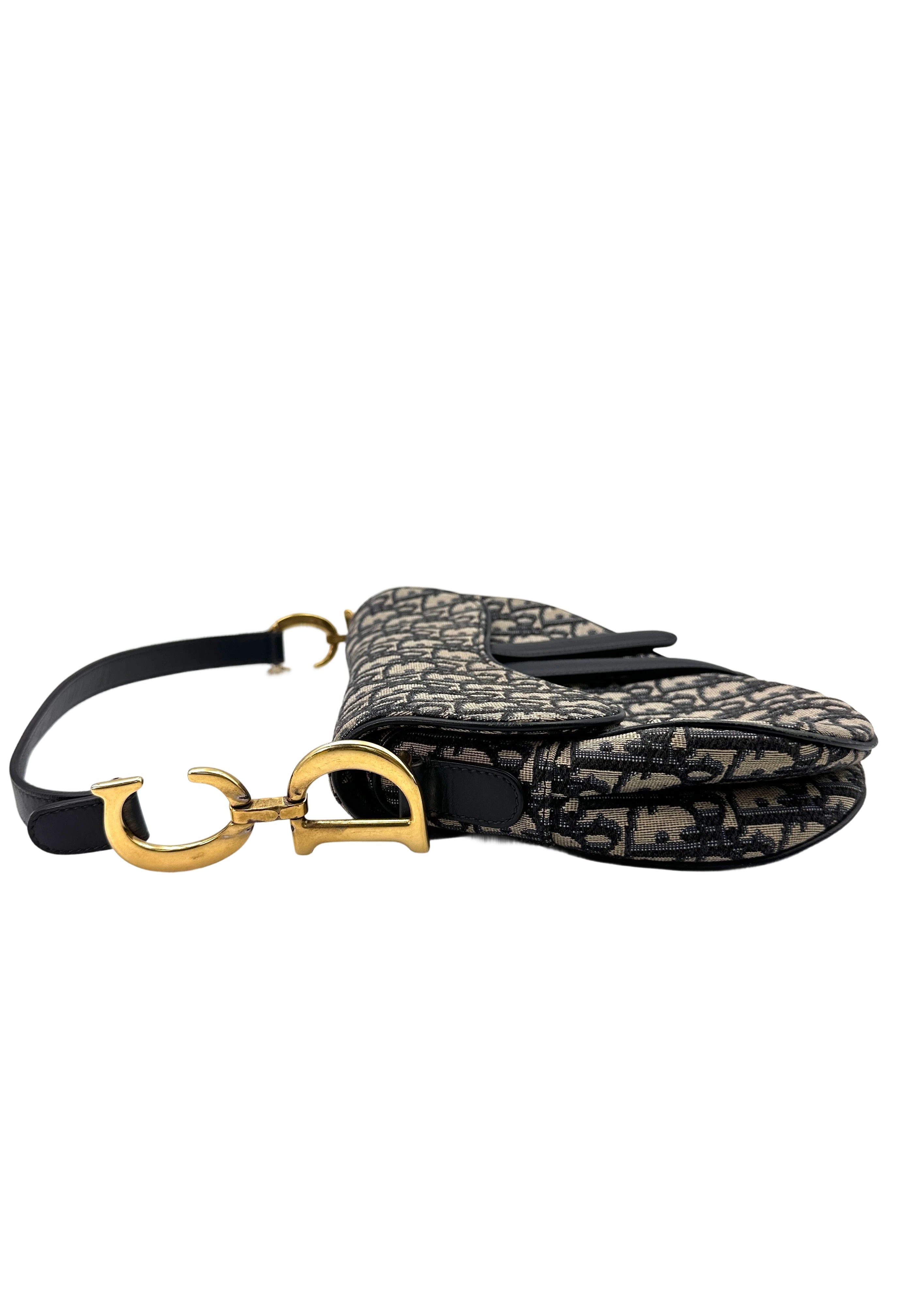 Christian Dior Oblique Black Jacquard Saddle Bag DR638