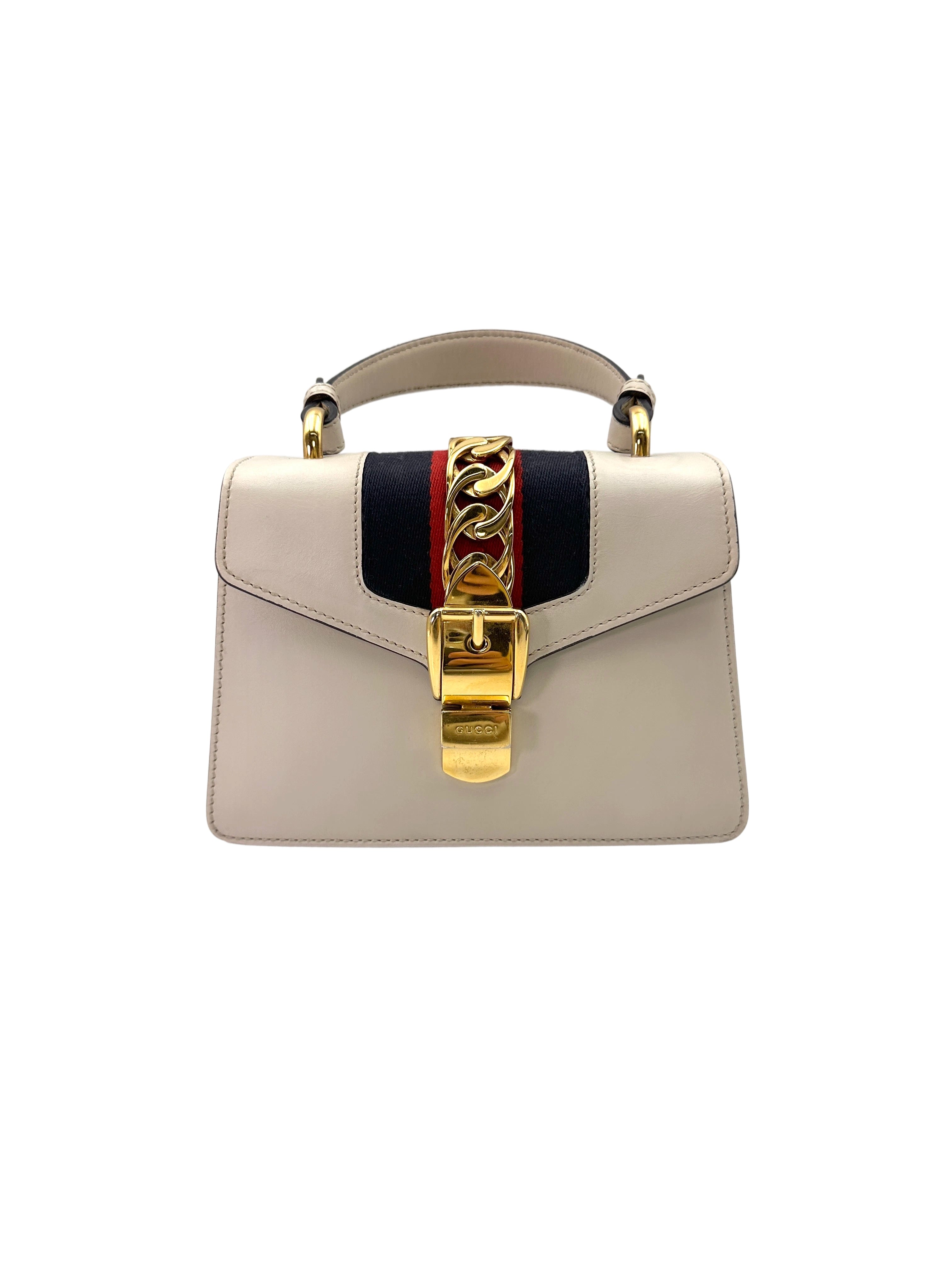 Gucci Sylvie White Leather Small Size Shoulder Bag GG825