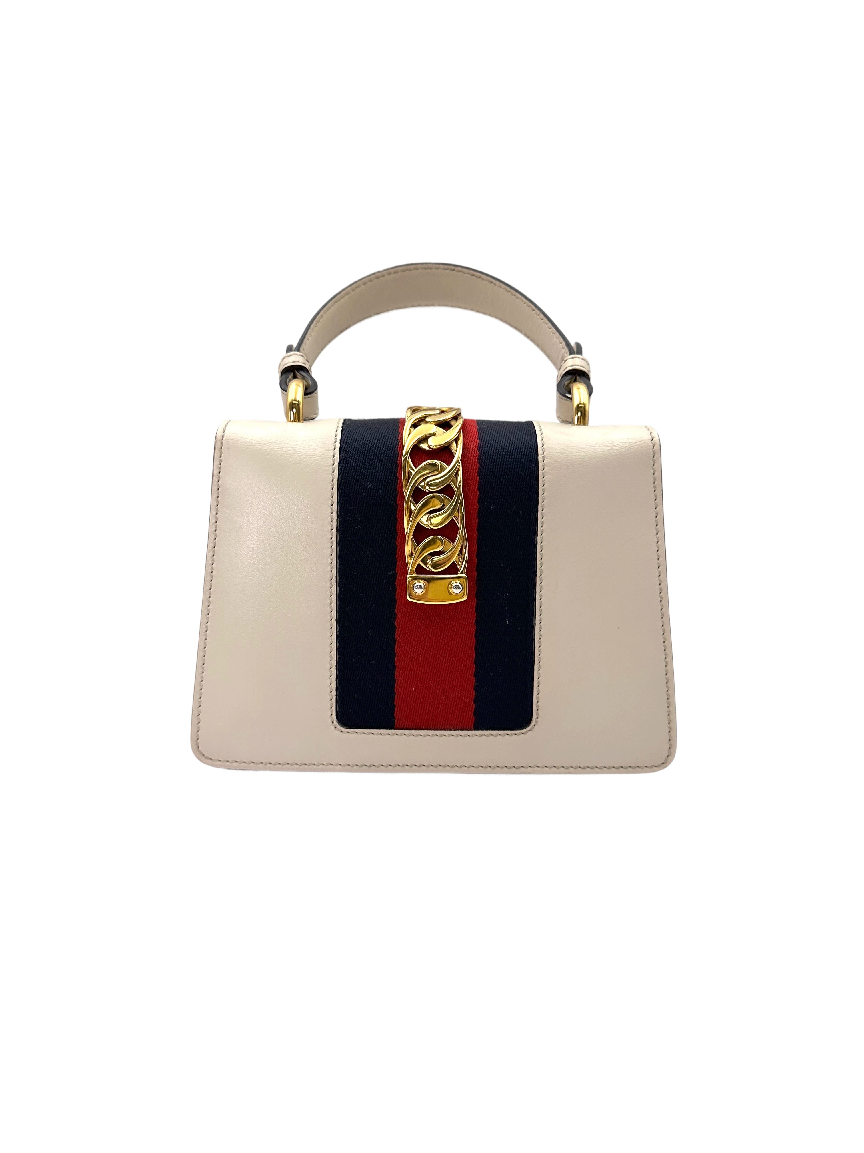 Gucci Sylvie White Leather Small Size Shoulder Bag GG825
