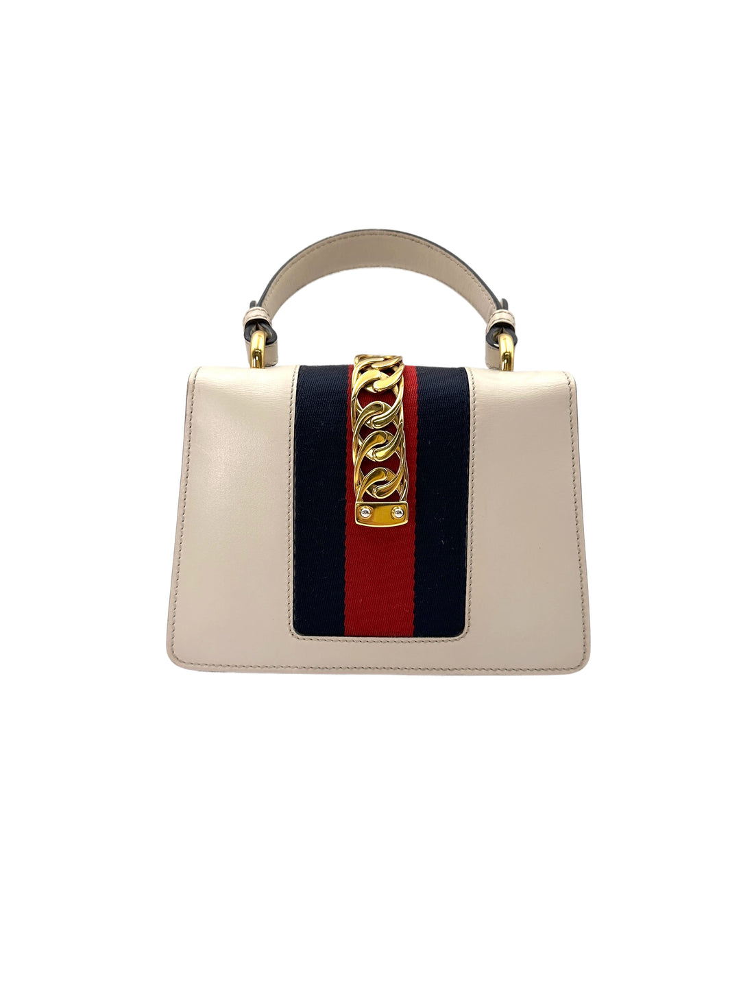 Gucci Sylvie White Leather Small Size Shoulder Bag GG825