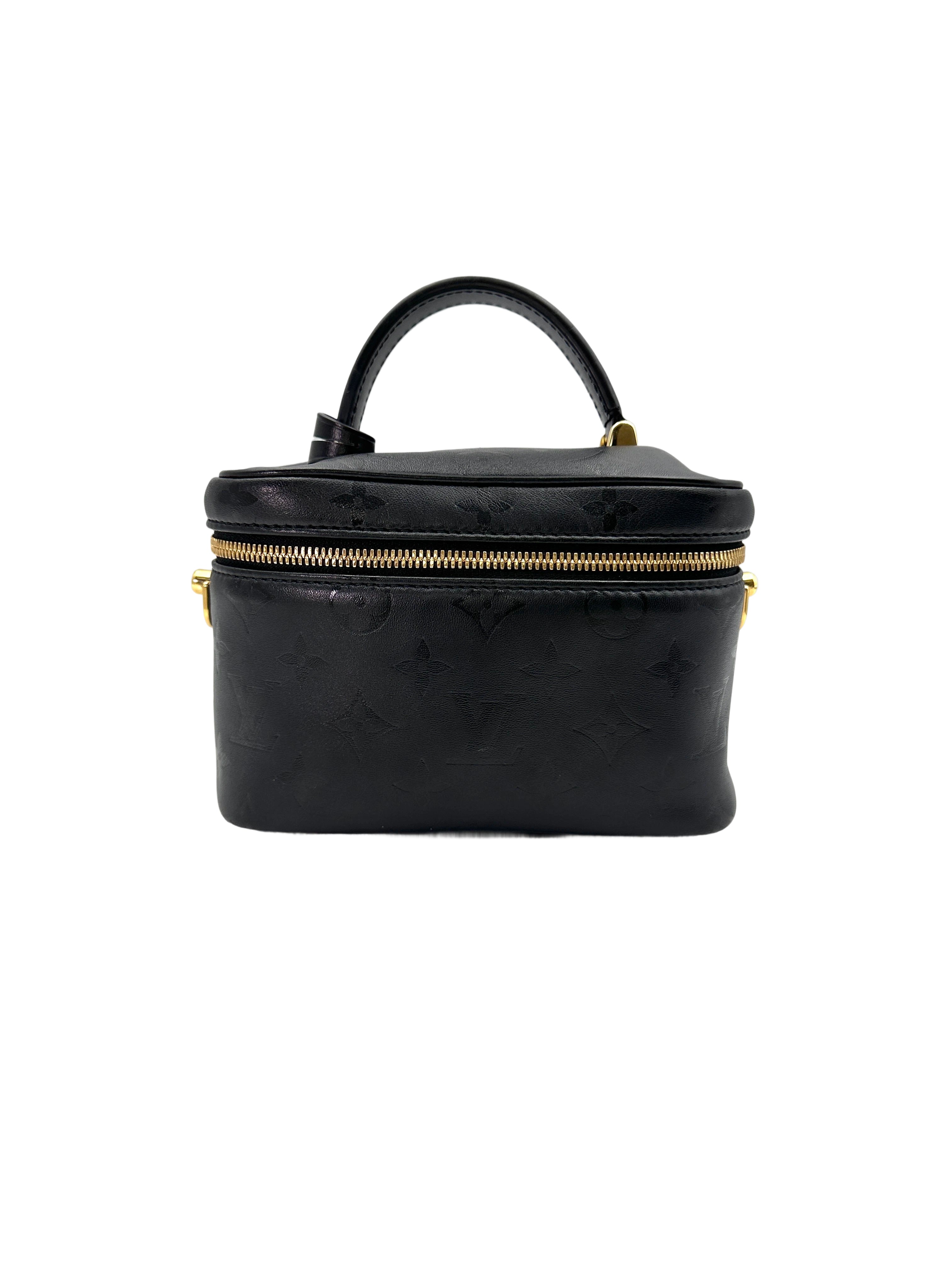 Louis Vuitton Vanity PM Black Monogram Leather Handle Bag LV2362