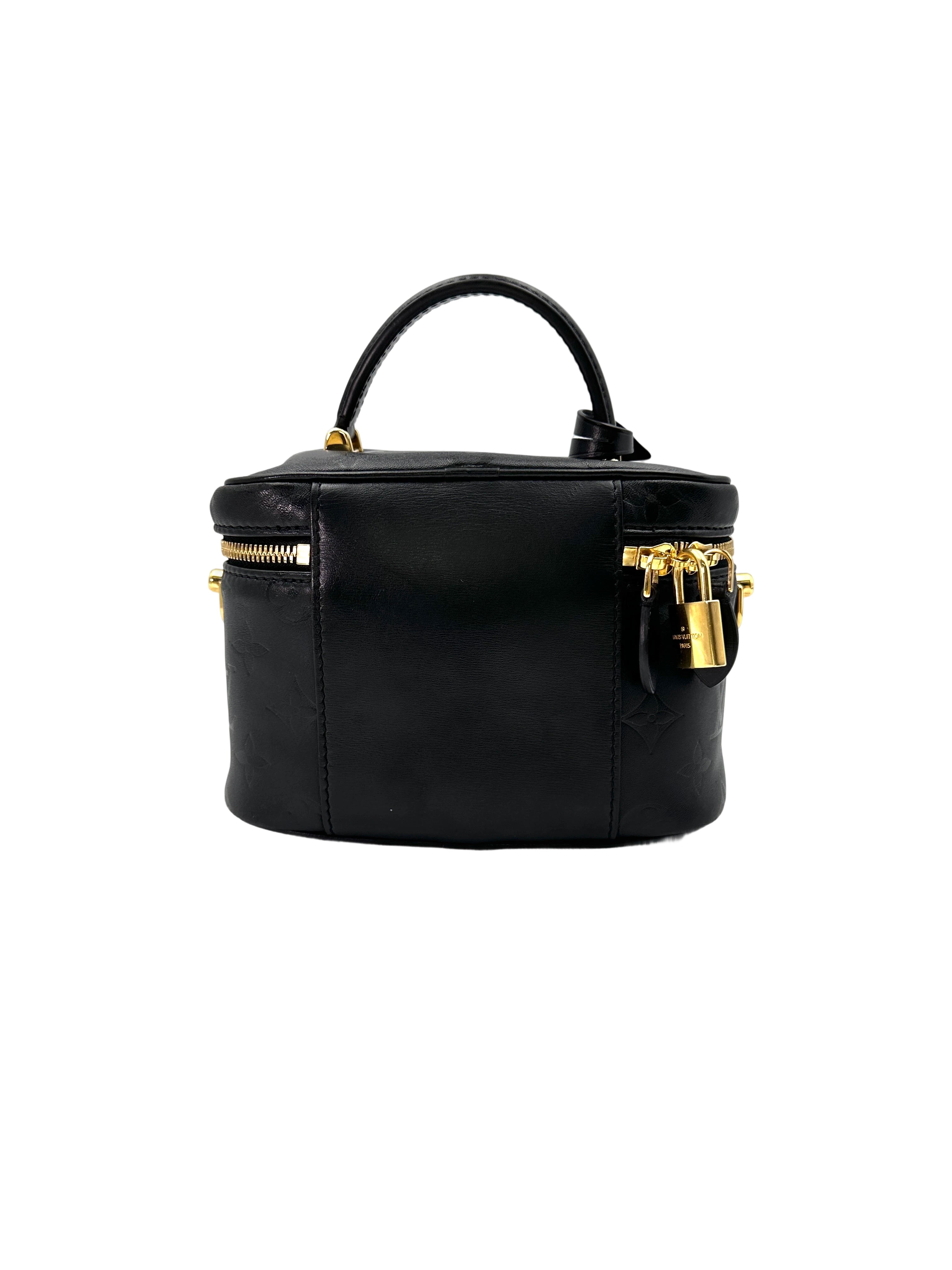 Louis Vuitton Vanity PM Black Monogram Leather Handle Bag LV2362