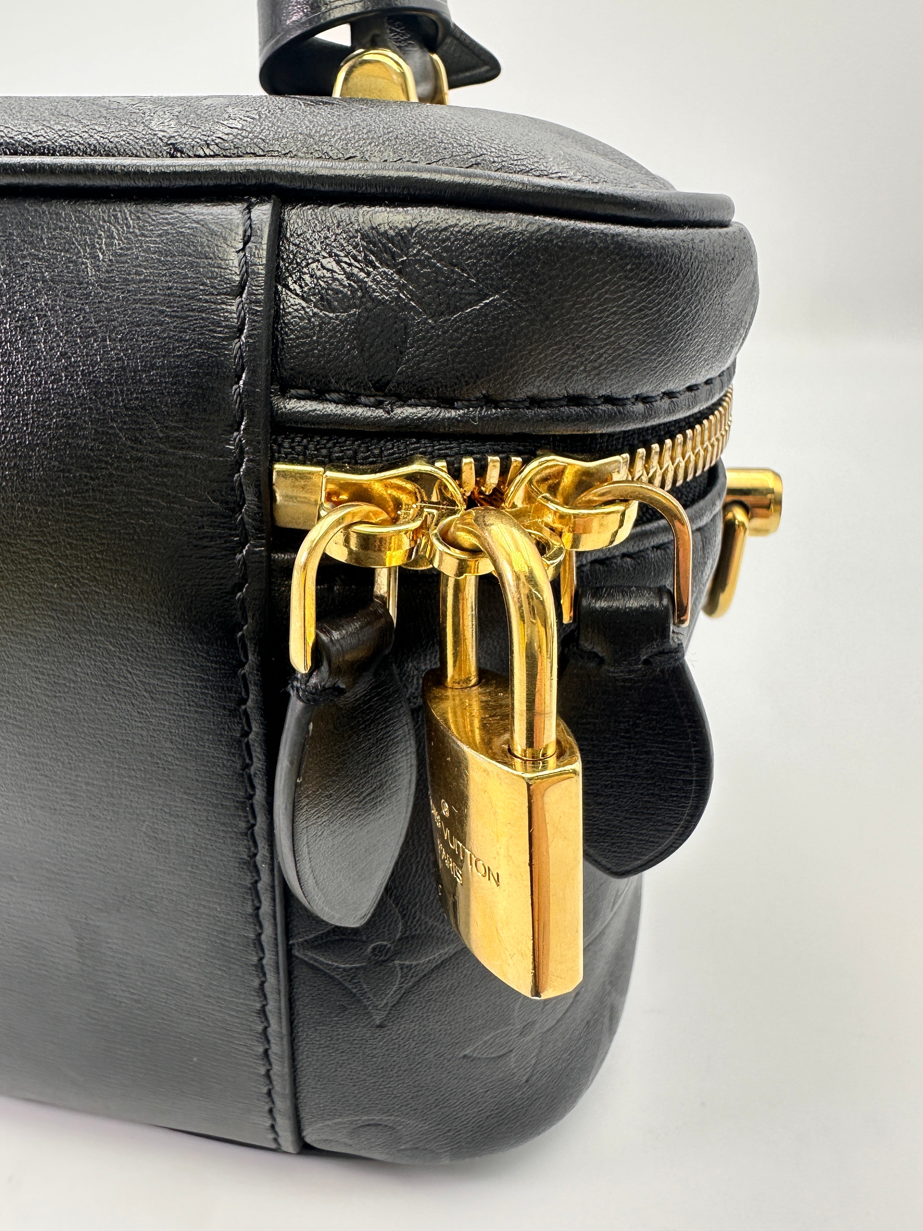 Louis Vuitton Vanity PM Black Monogram Leather Handle Bag LV2362