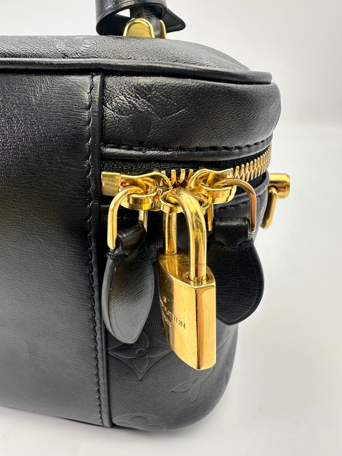 Louis Vuitton Vanity PM Black Monogram Leather Handle Bag LV2362