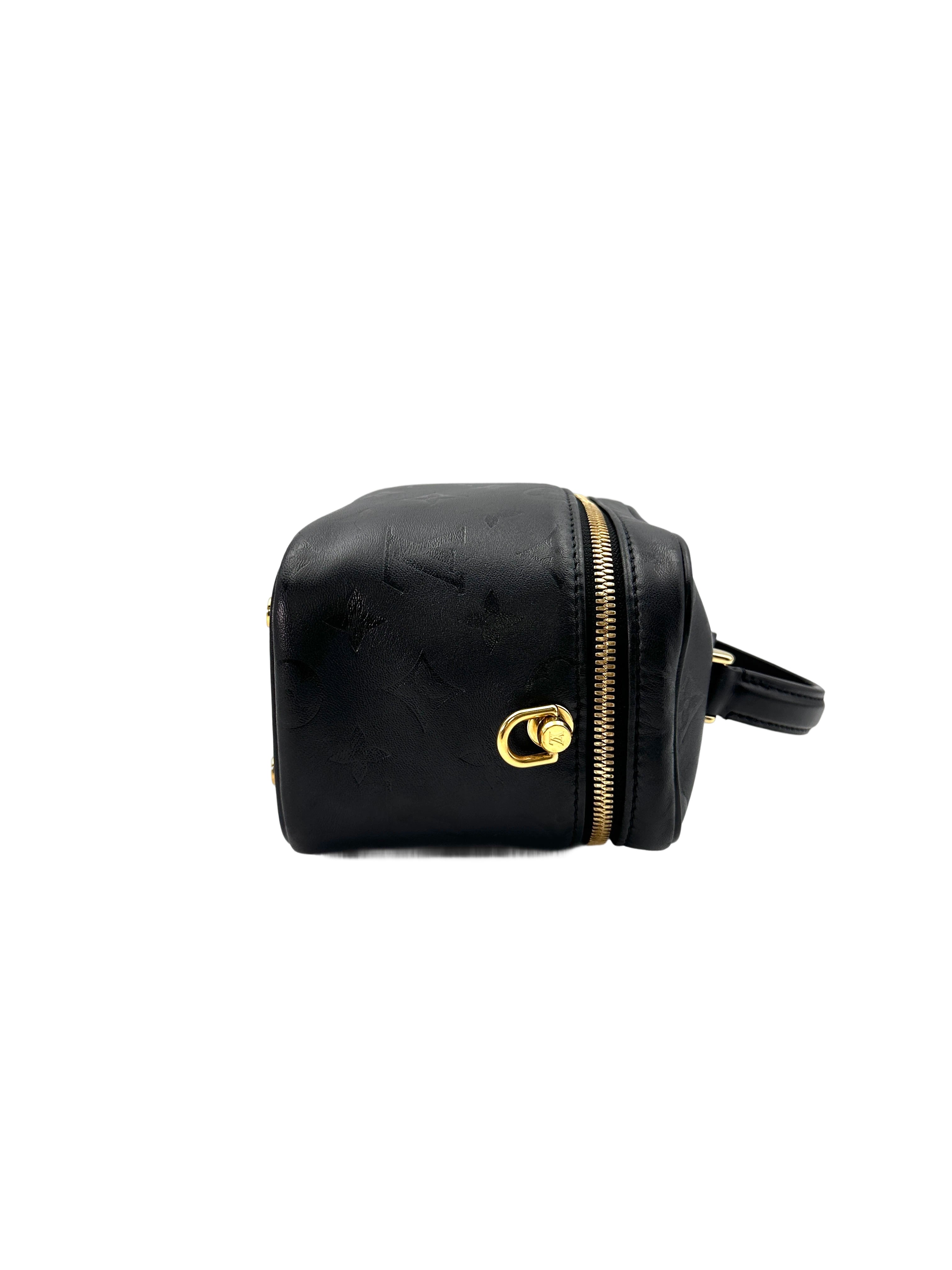 Louis Vuitton Vanity PM Black Monogram Leather Handle Bag LV2362