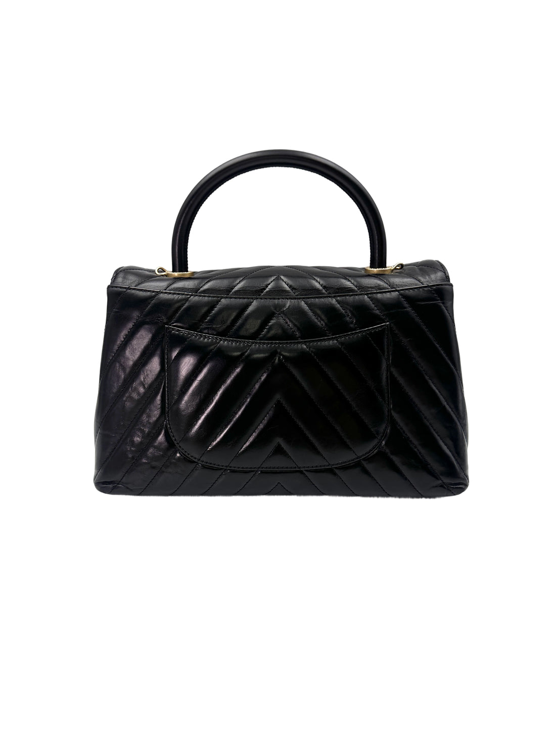 Chanel CoCo Handle Black Chevron Quilted Leather Medium Size Handle Bag(24***66) CC1666