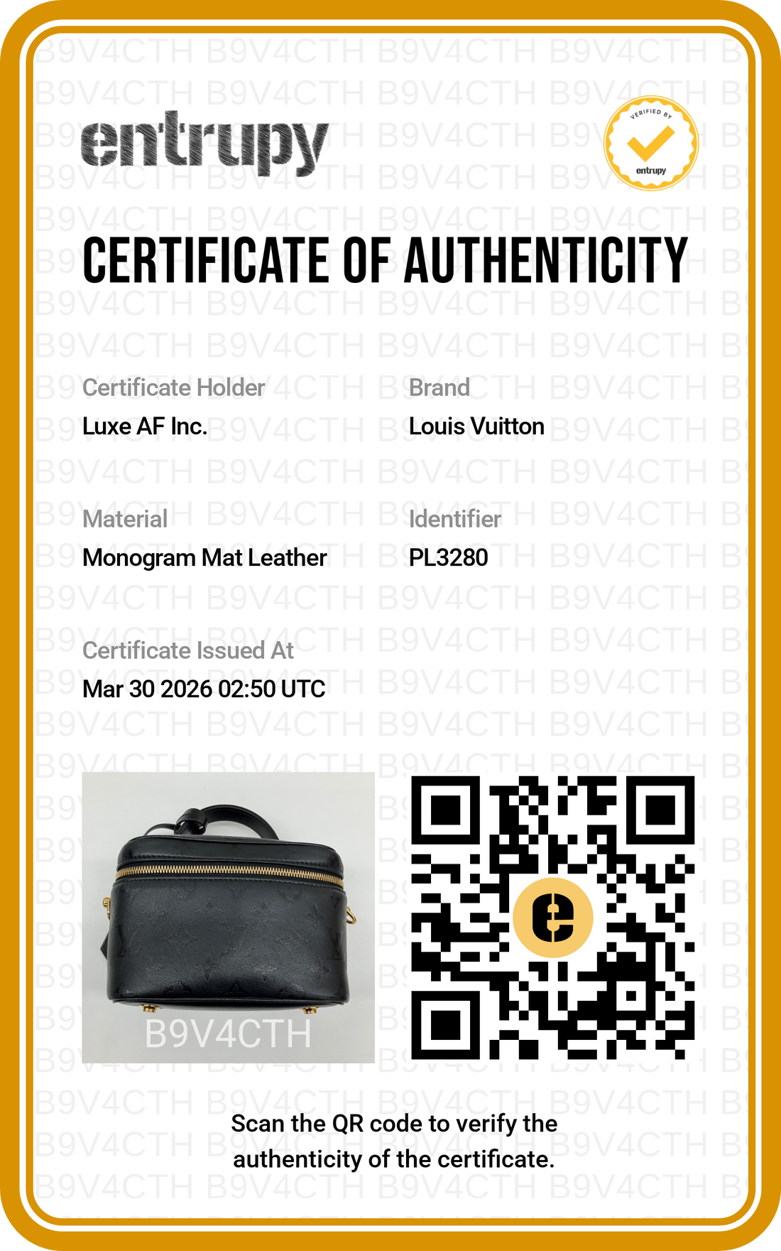 Louis Vuitton Vanity PM Black Monogram Leather Handle Bag LV2362
