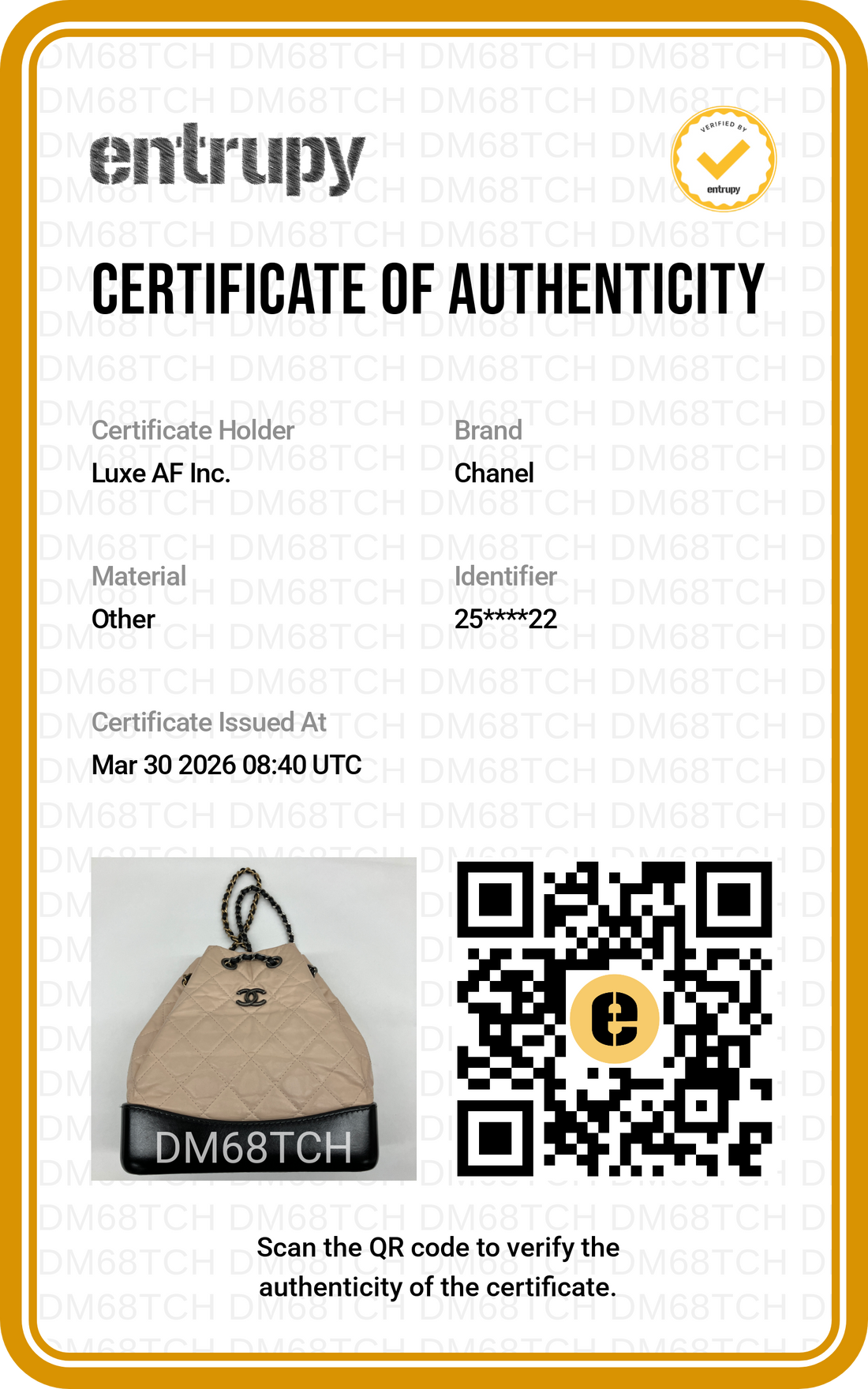 Chanel Gabrielle Beige/Black Quilted Leather Small Size Backpack(25***22) CC1668