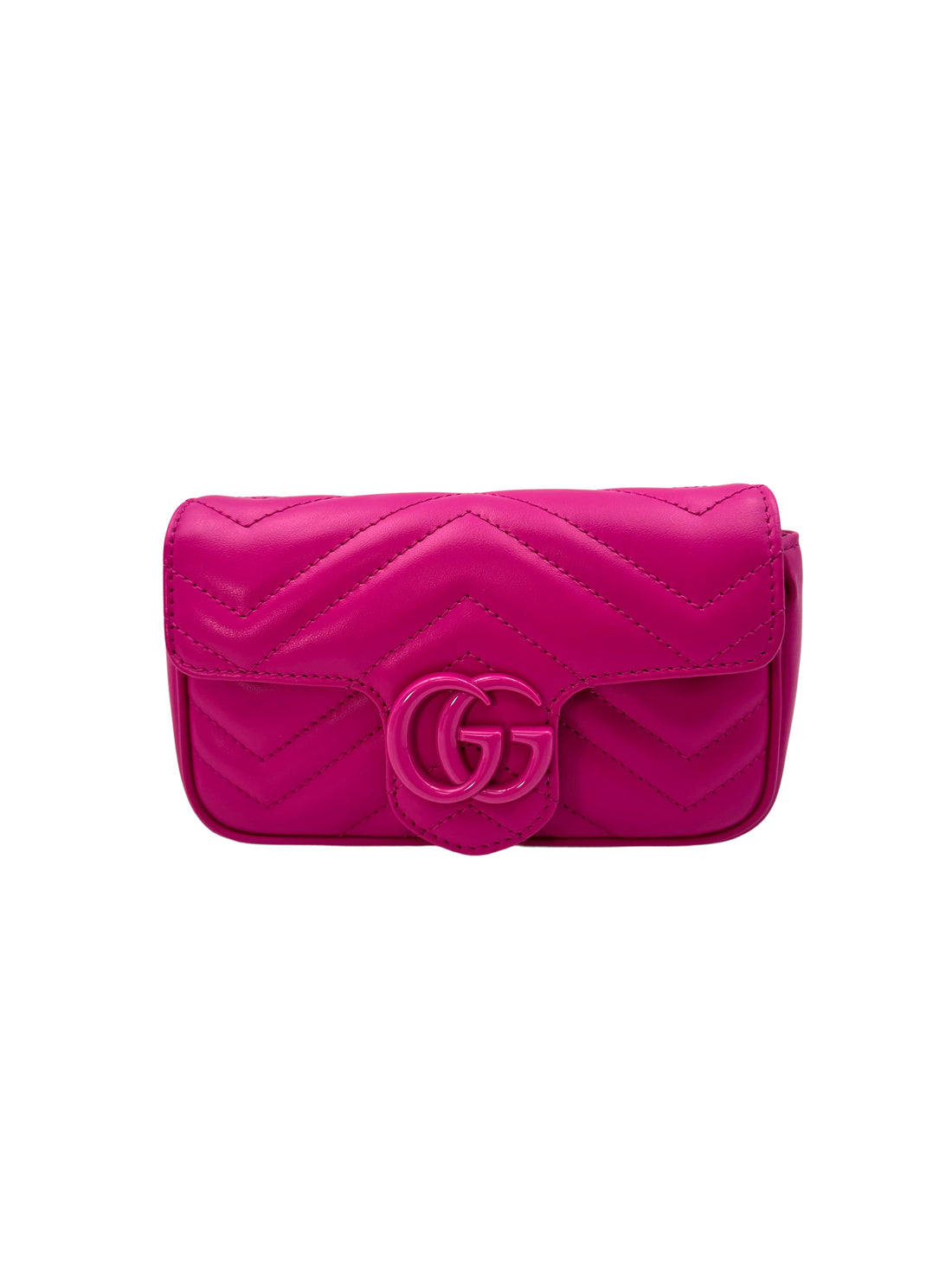 Gucci GG Marmont Pink Chevron Matelasse Leather Mini Chain Shoulder Bag With Tonal Resin Hardware GG827