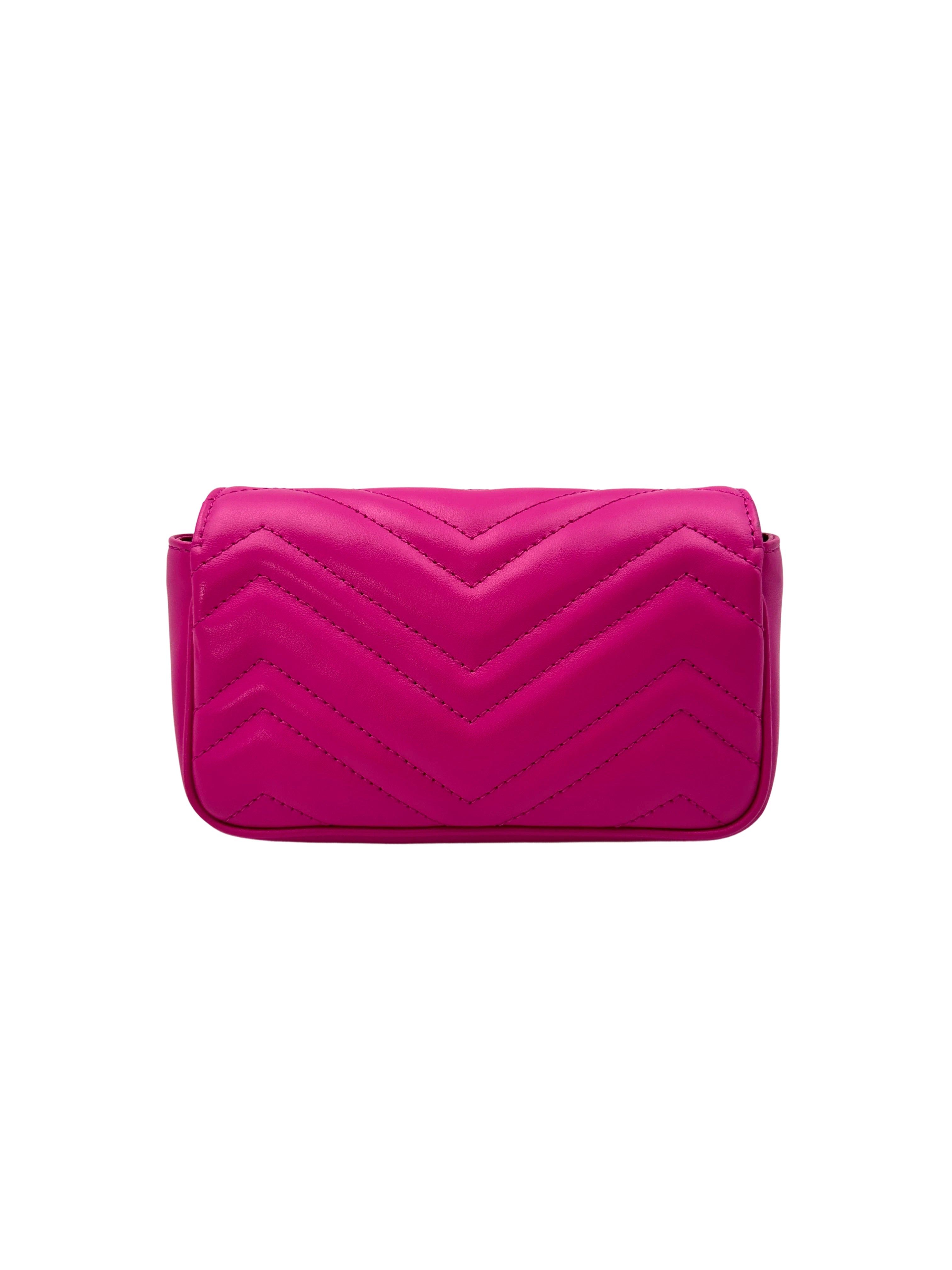 Gucci GG Marmont Pink Chevron Matelasse Leather Mini Chain Shoulder Bag With Tonal Resin Hardware GG827