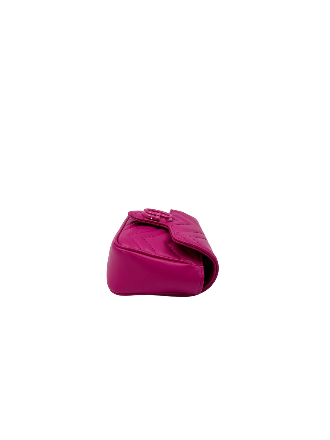 Gucci GG Marmont Pink Chevron Matelasse Leather Mini Chain Shoulder Bag With Tonal Resin Hardware GG827
