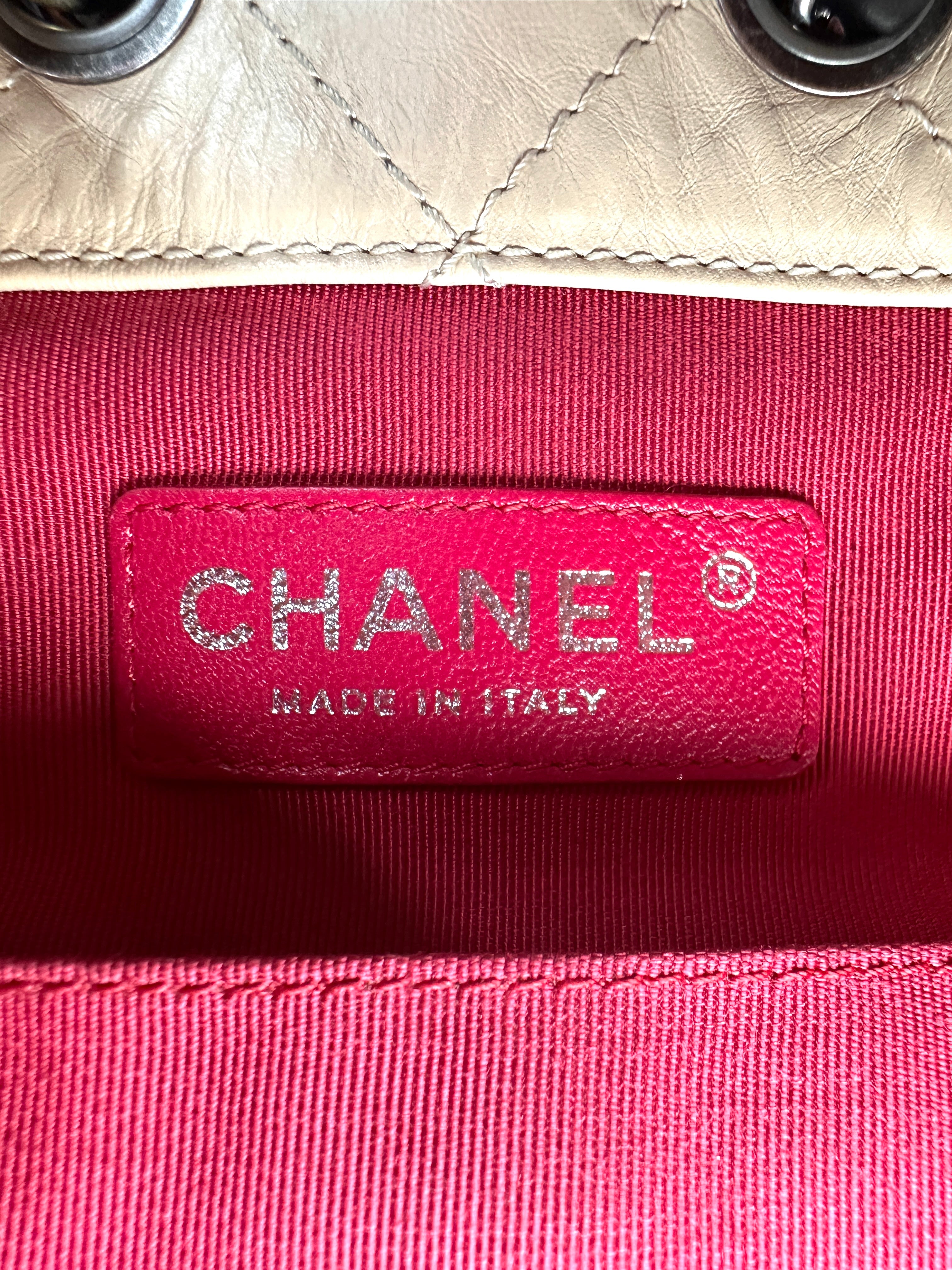 Chanel Gabrielle Beige/Black Quilted Leather Small Size Backpack(25***22) CC1668