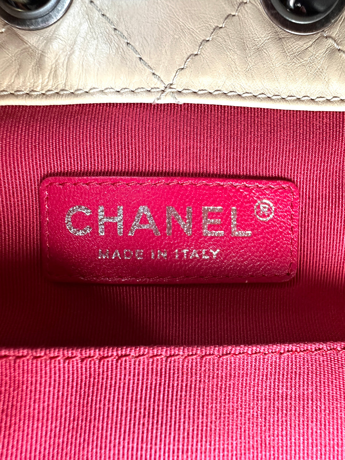 Chanel Gabrielle Beige/Black Quilted Leather Small Size Backpack(25***22) CC1668