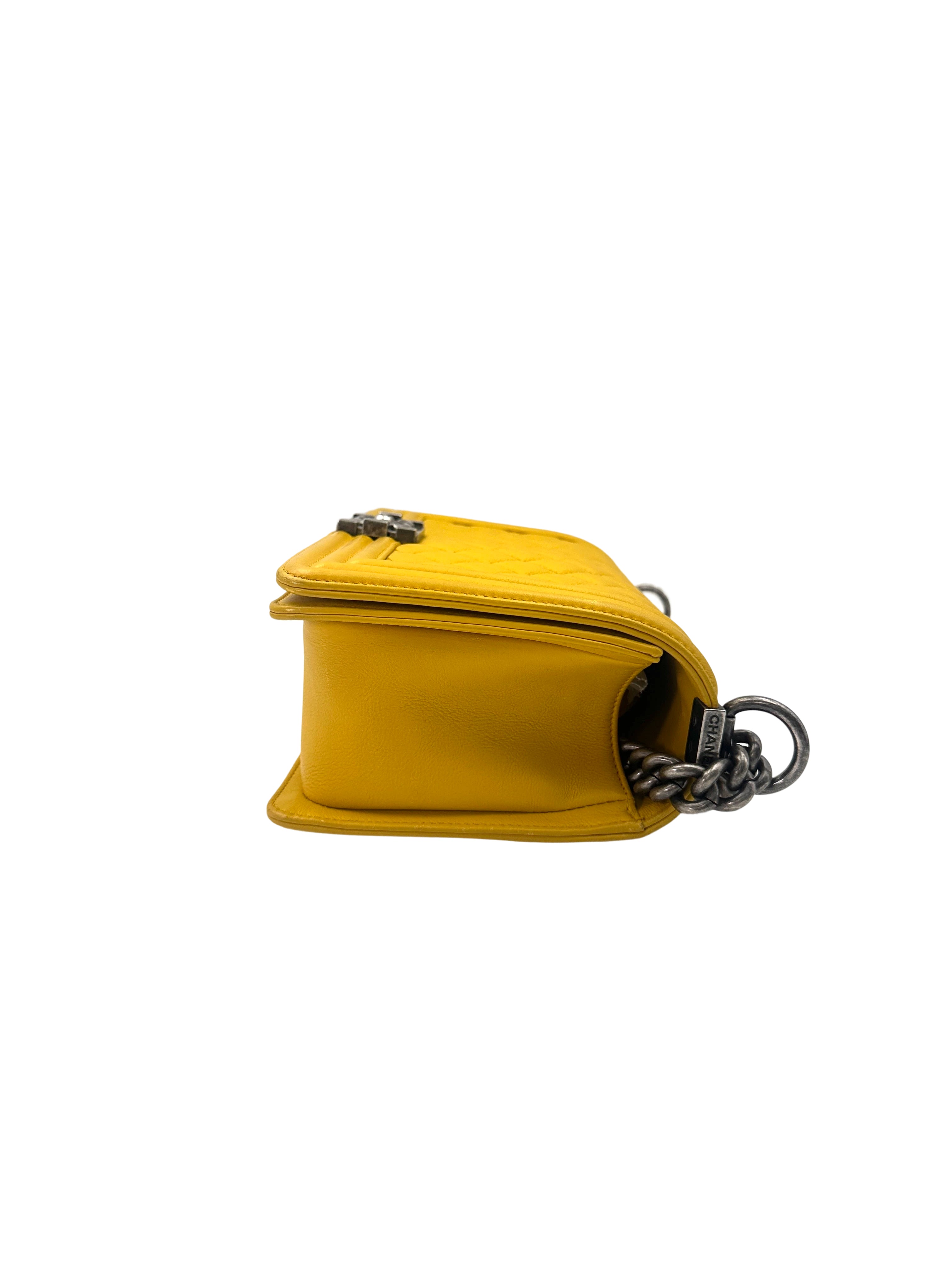 Chanel LeBoy Yellow Quilted Leather Flap Bag With Aged Silver Buckle(17***36) CC1670