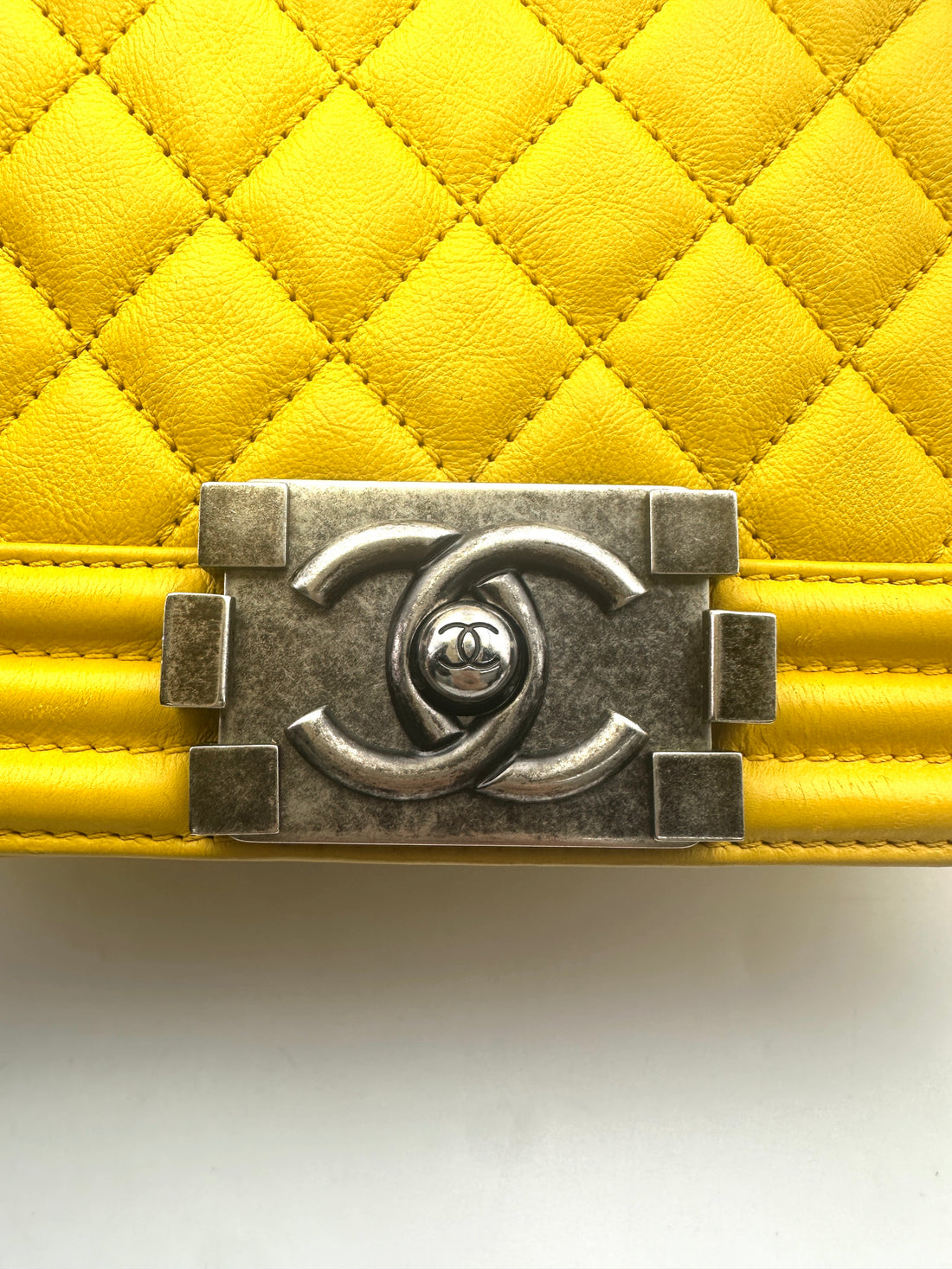 Chanel LeBoy Yellow Quilted Leather Flap Bag With Aged Silver Buckle(17***36) CC1670