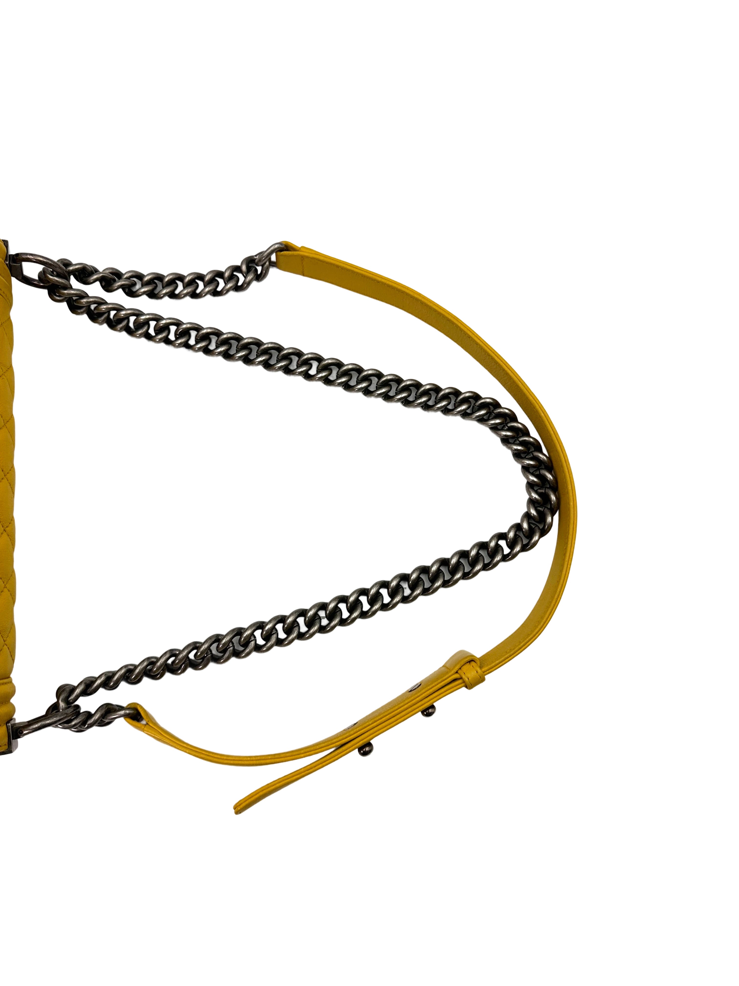 Chanel LeBoy Yellow Quilted Leather Flap Bag With Aged Silver Buckle(17***36) CC1670
