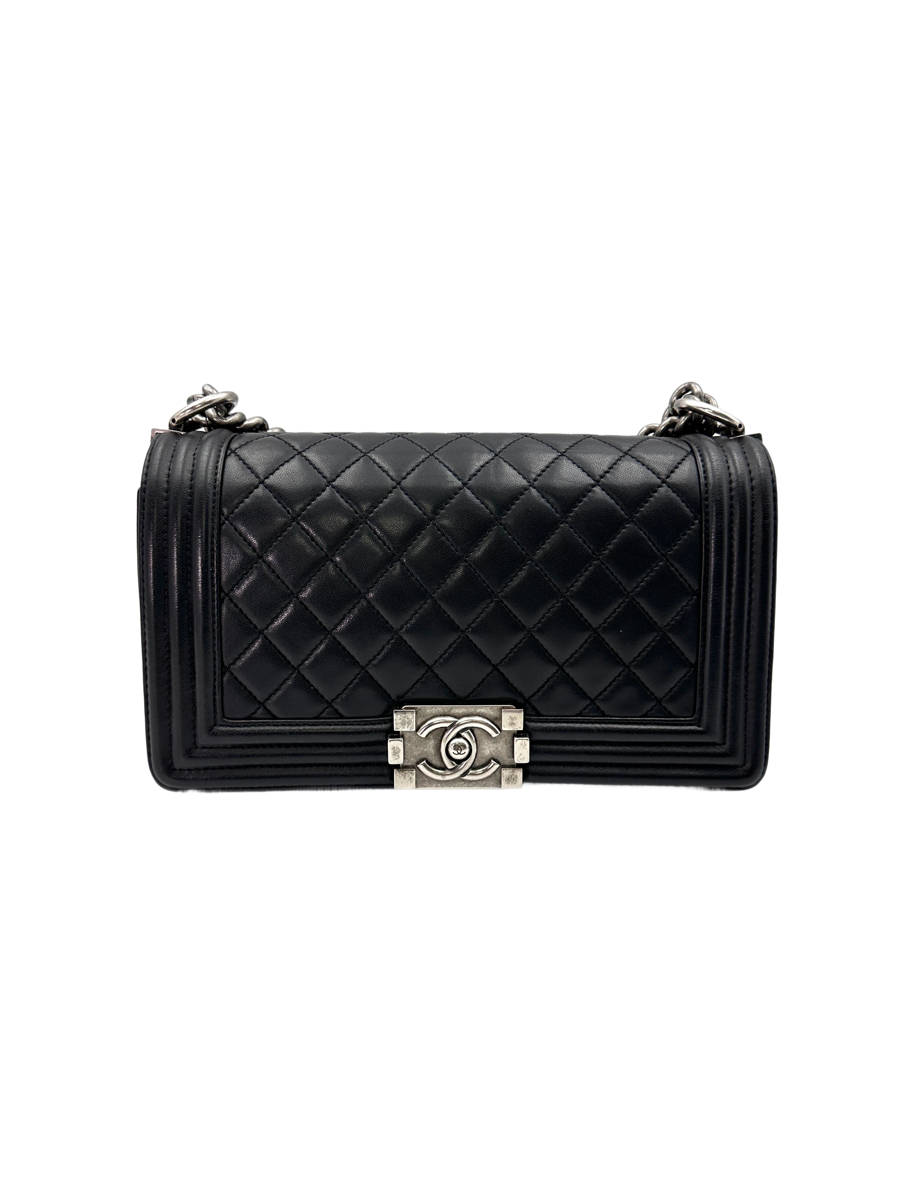 Chanel LeBoy Black Quilted Leather Flap Bag With Silver Buckle(20***56) CC1672
