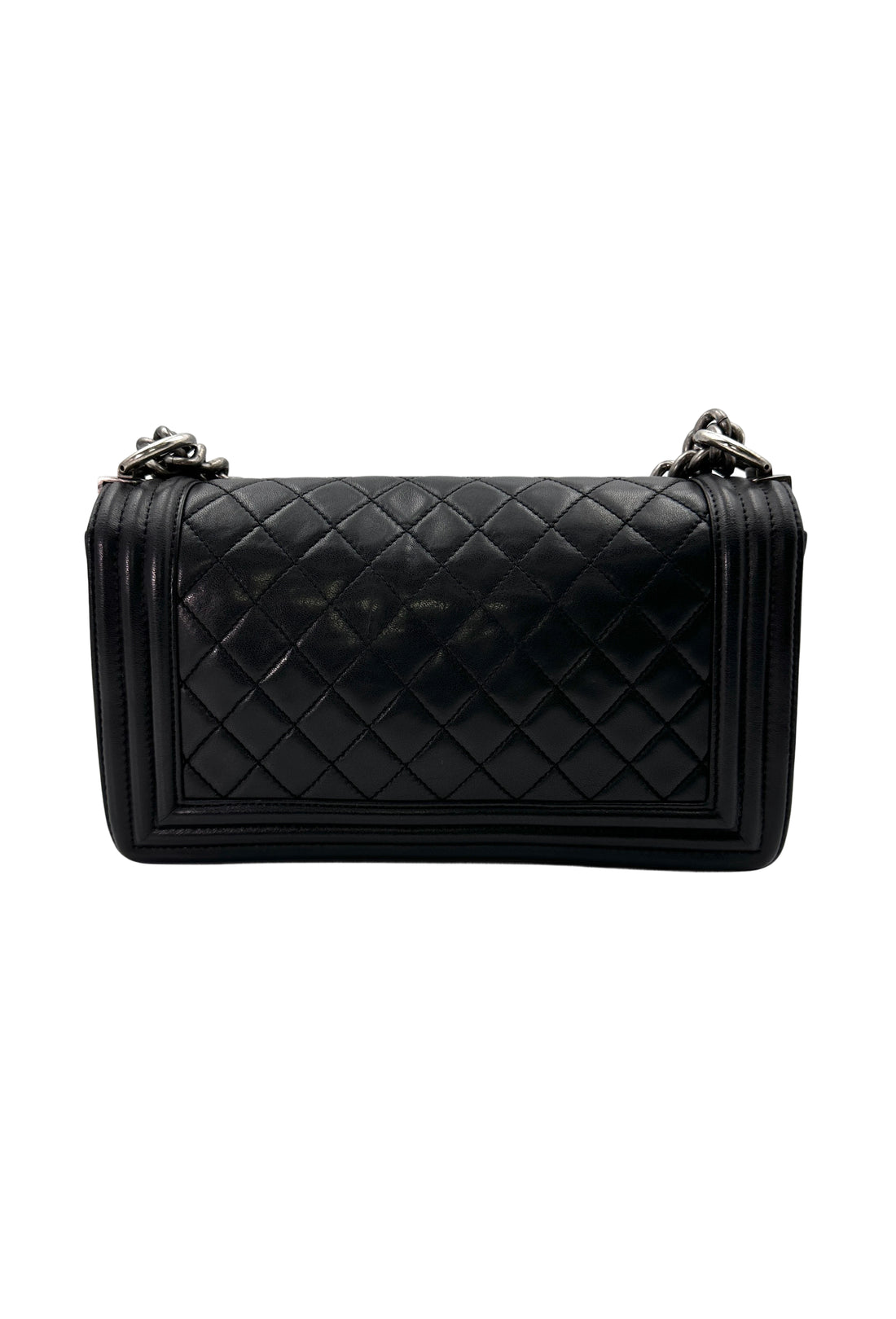Chanel LeBoy Black Quilted Leather Flap Bag With Silver Buckle(20***56) CC1672