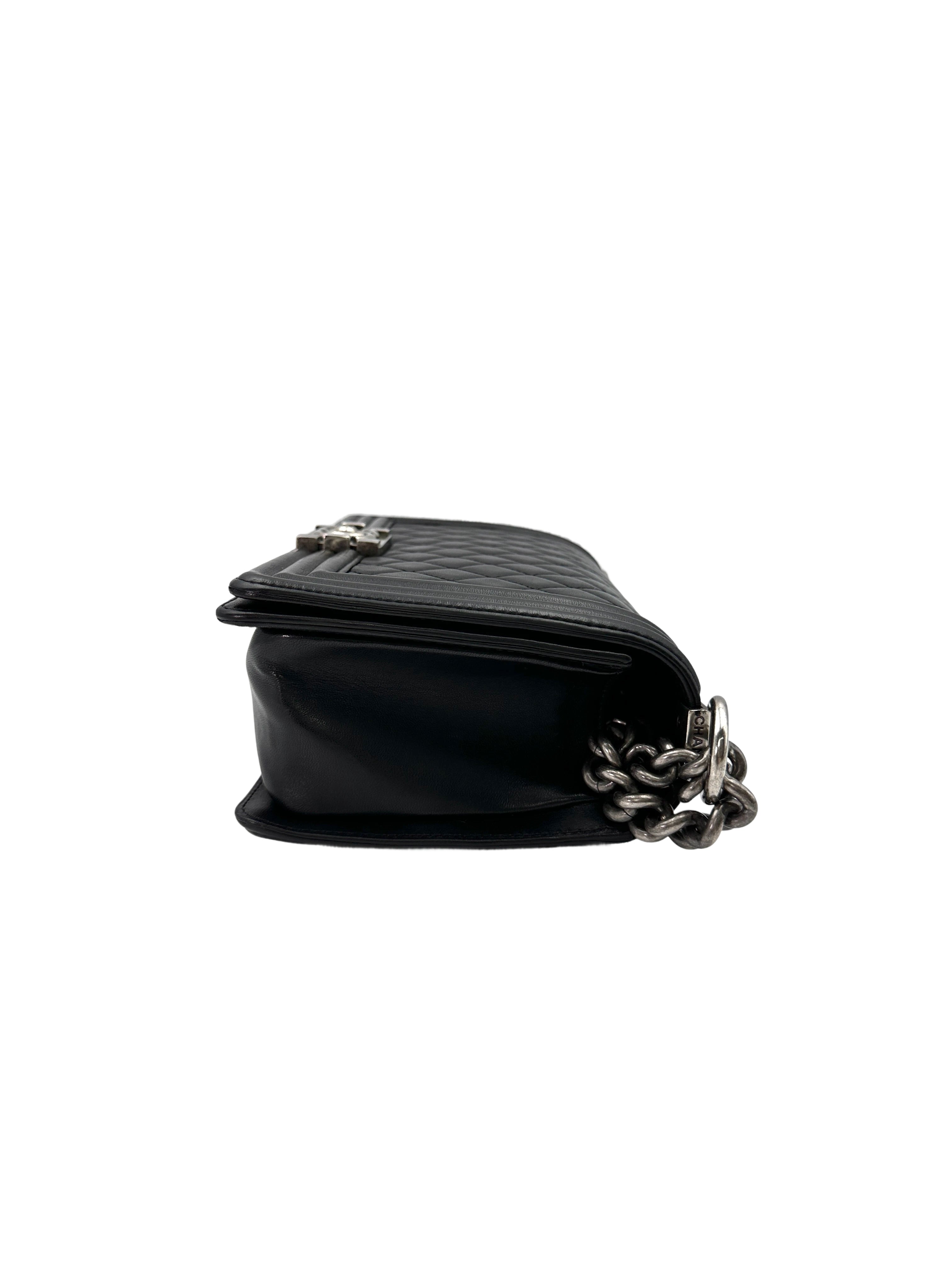 Chanel LeBoy Black Quilted Leather Flap Bag With Silver Buckle(20***56) CC1672