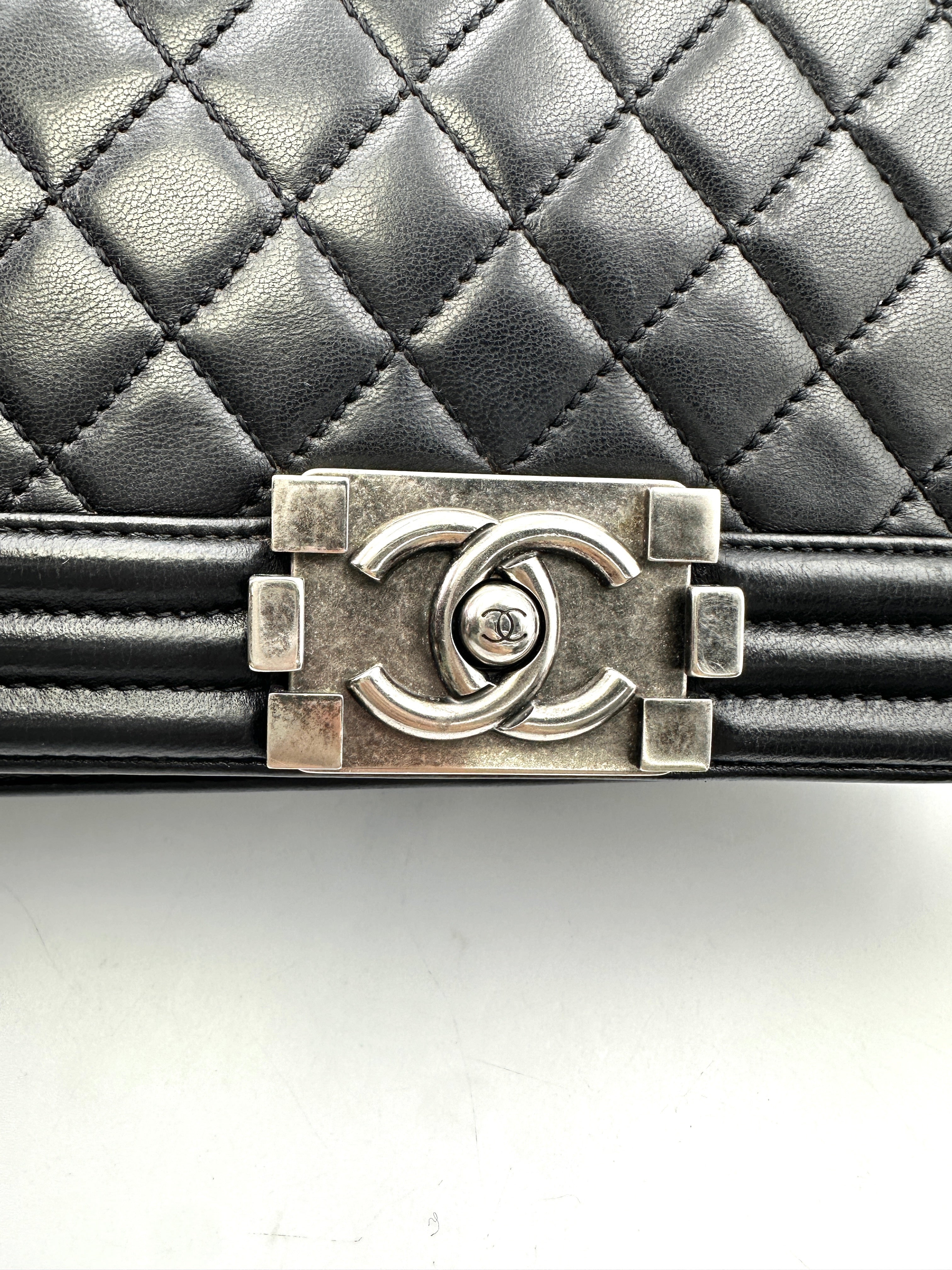 Chanel LeBoy Black Quilted Leather Flap Bag With Silver Buckle(20***56) CC1672