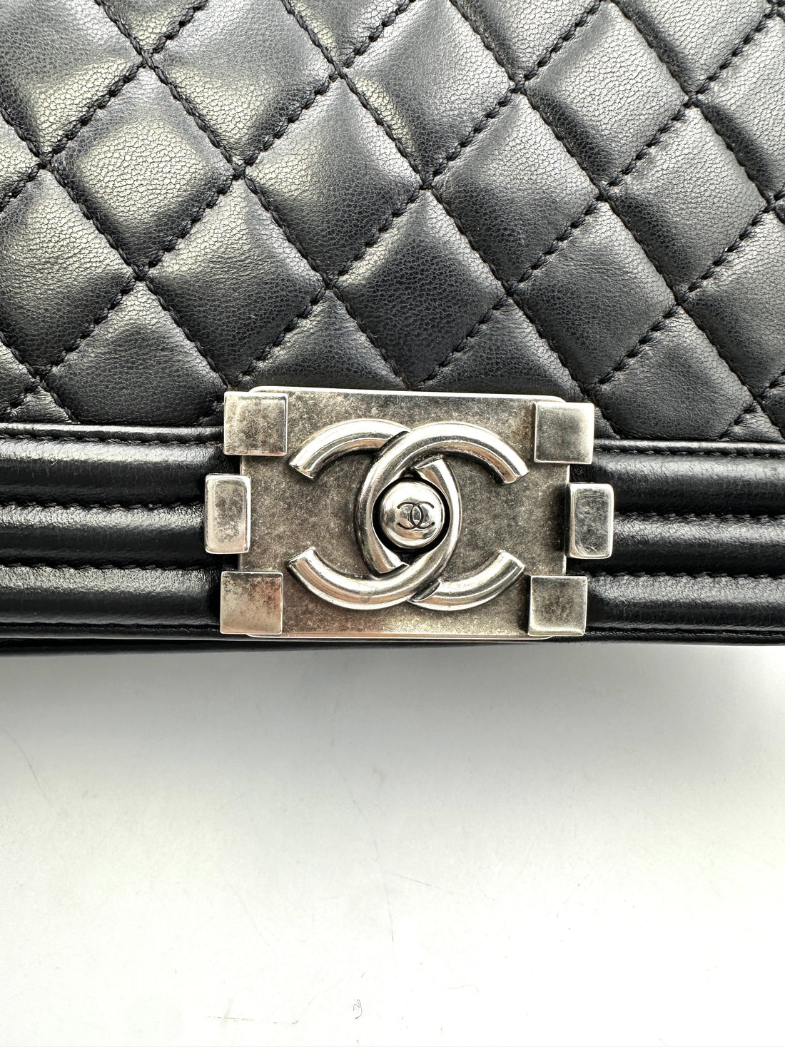 Chanel LeBoy Black Quilted Leather Flap Bag With Silver Buckle(20***56) CC1672