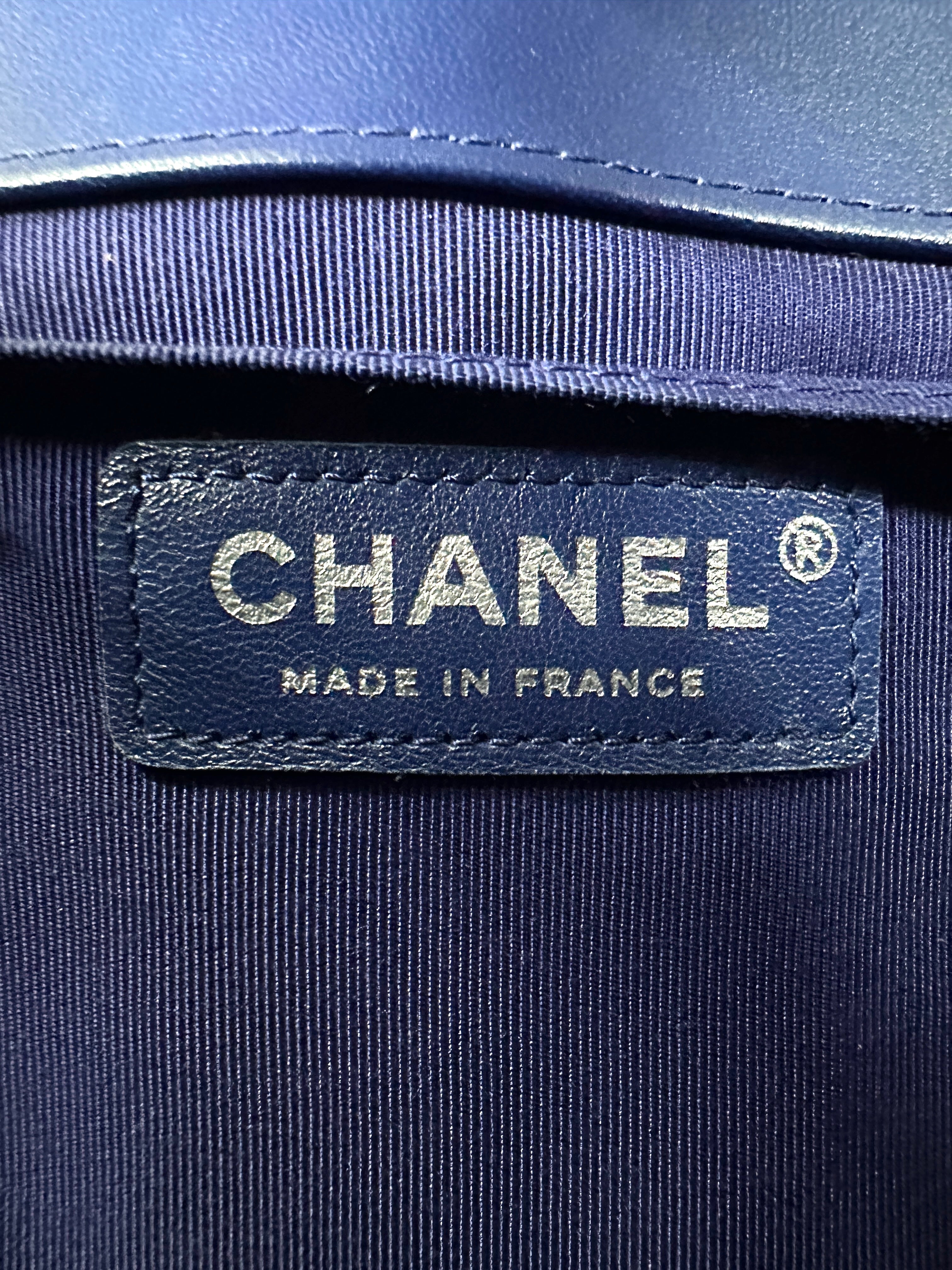 Chanel LeBoy Blue Quilted Lambskin Medium Size Flap Bag With Silver Buckle(23***10) CC1673