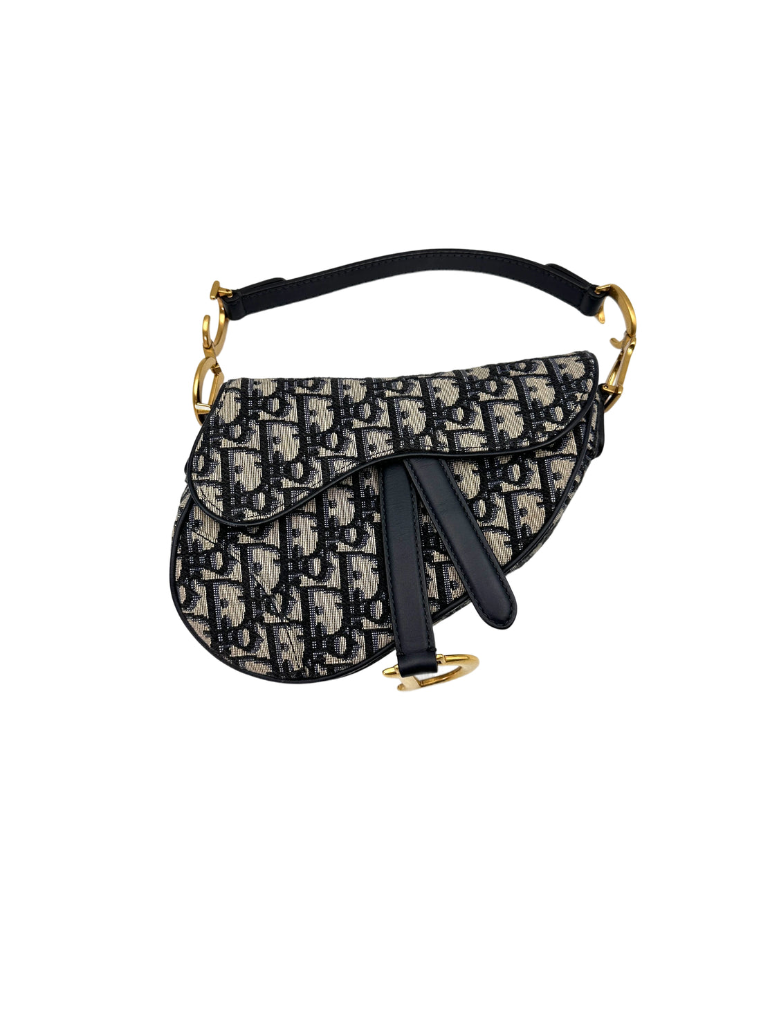 Christian Dior Oblique Black Jacquard Small Size Saddle Bag DR639