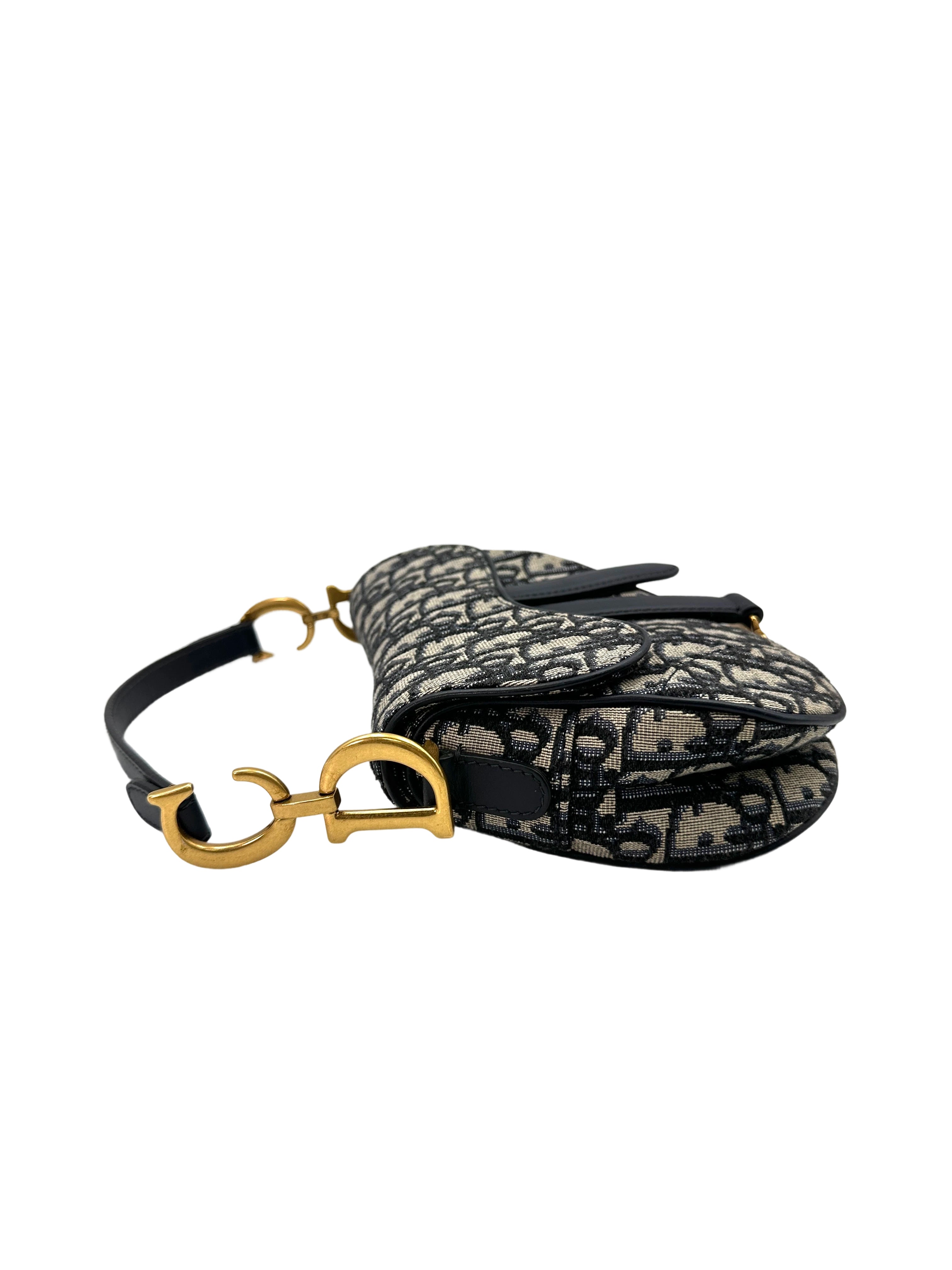 Christian Dior Oblique Black Jacquard Small Size Saddle Bag DR639
