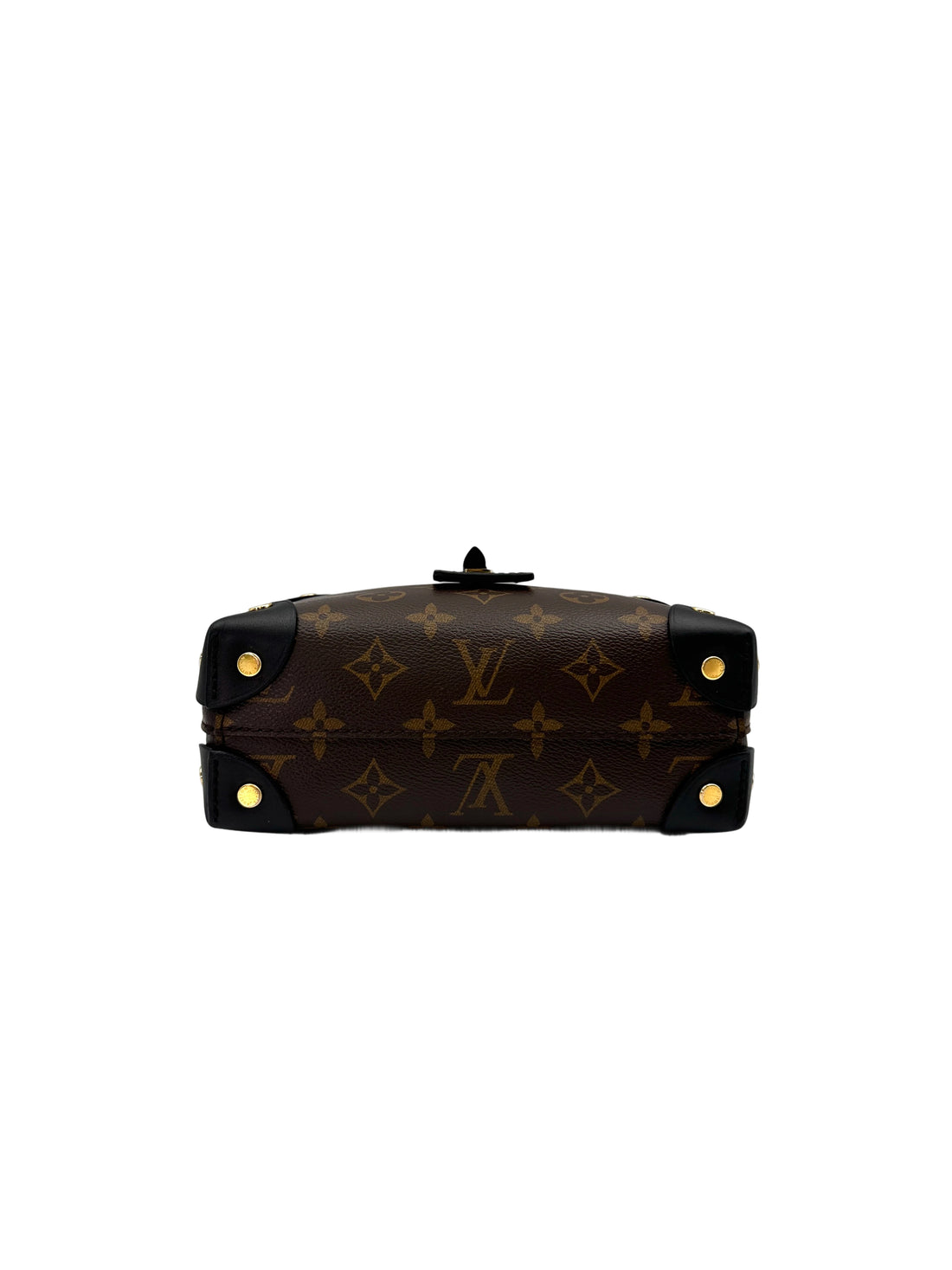 Louis Vuitton Petite Malle Souple Monogram Canvas Handle Bag With Black Leather Trim LV2365