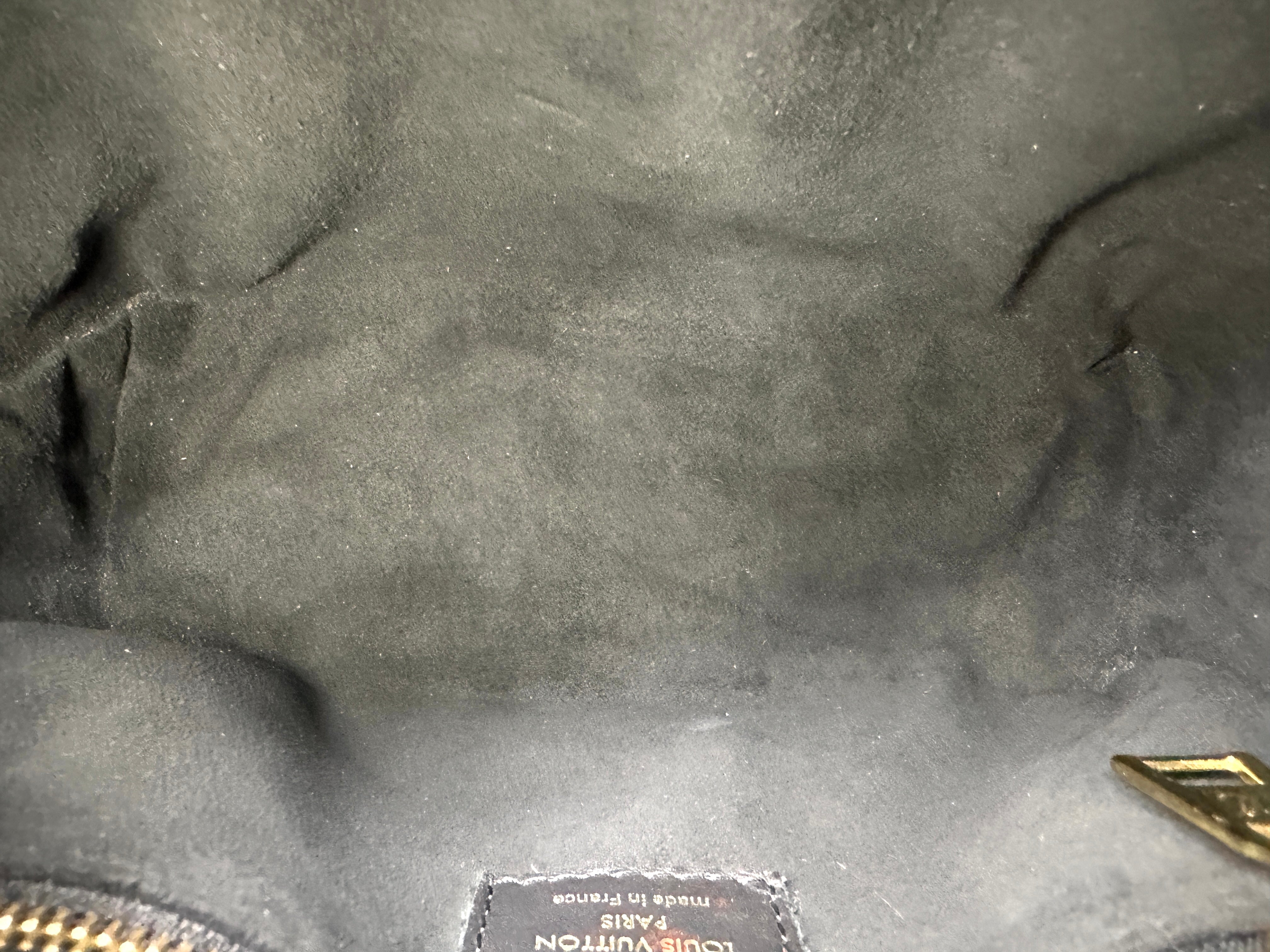 Louis Vuitton Petite Malle Souple Monogram Canvas Handle Bag With Black Leather Trim LV2365