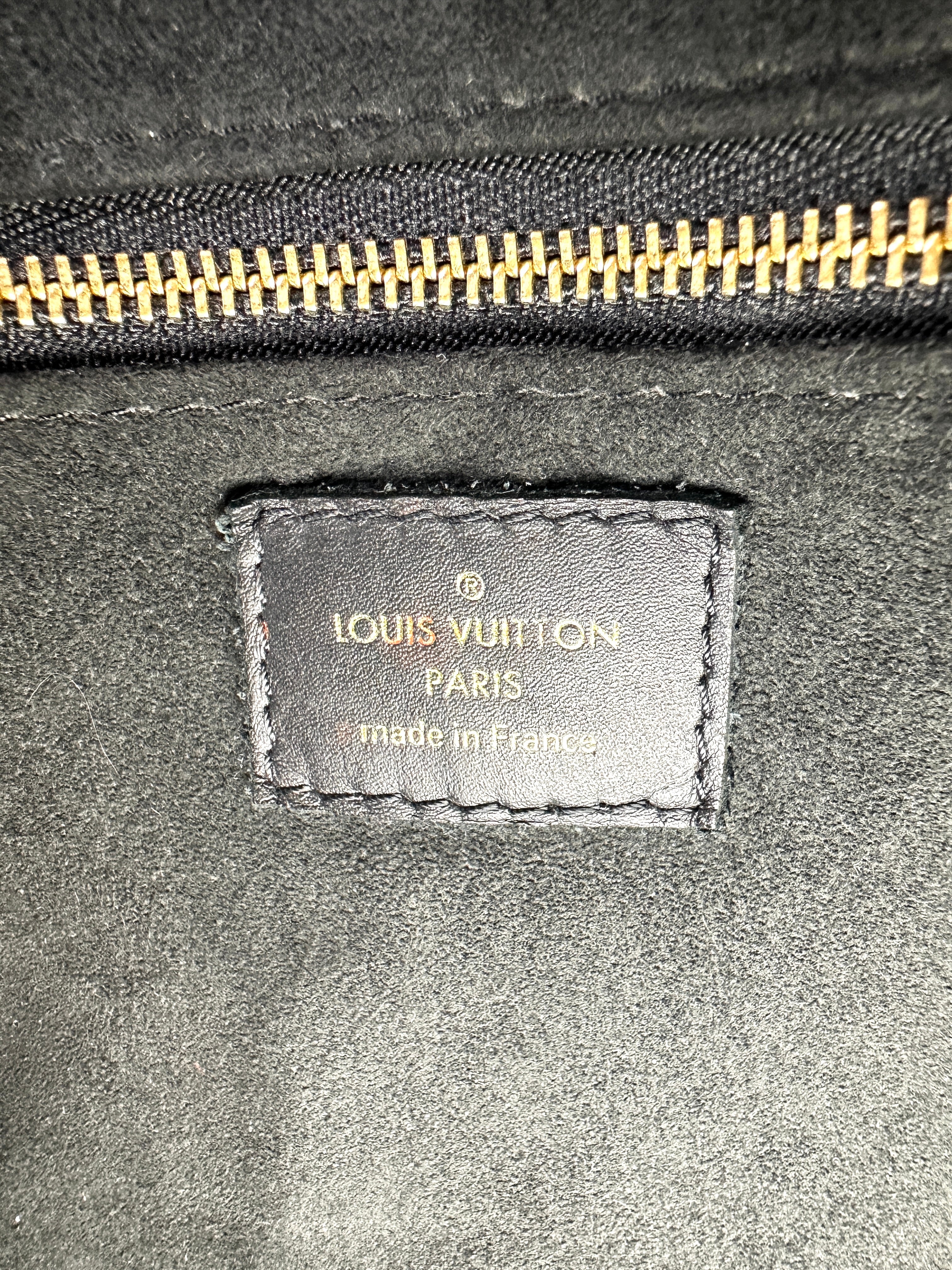 Louis Vuitton Petite Malle Souple Monogram Canvas Handle Bag With Black Leather Trim LV2365