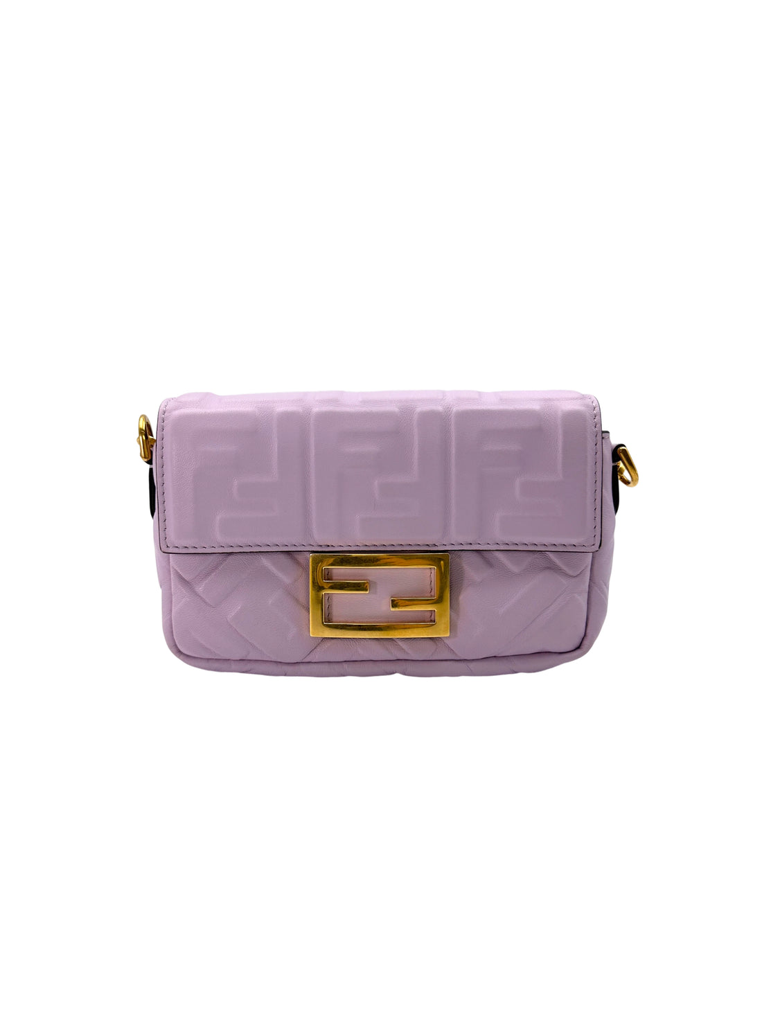 Fendi Baguette Light Purple Logo-Embossed Leather Shoulder Bag FF92