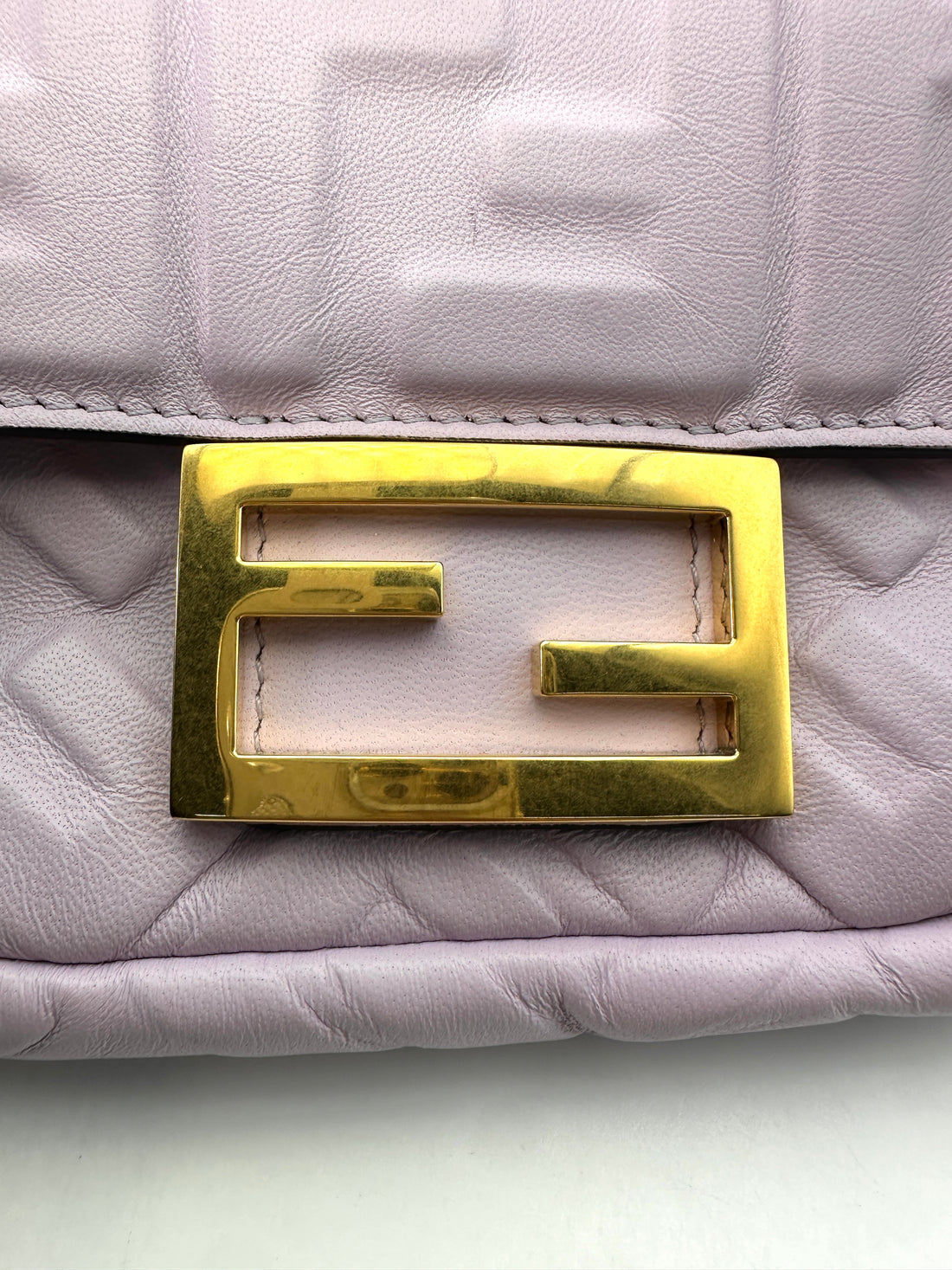 Fendi Baguette Light Purple Logo-Embossed Leather Shoulder Bag FF92