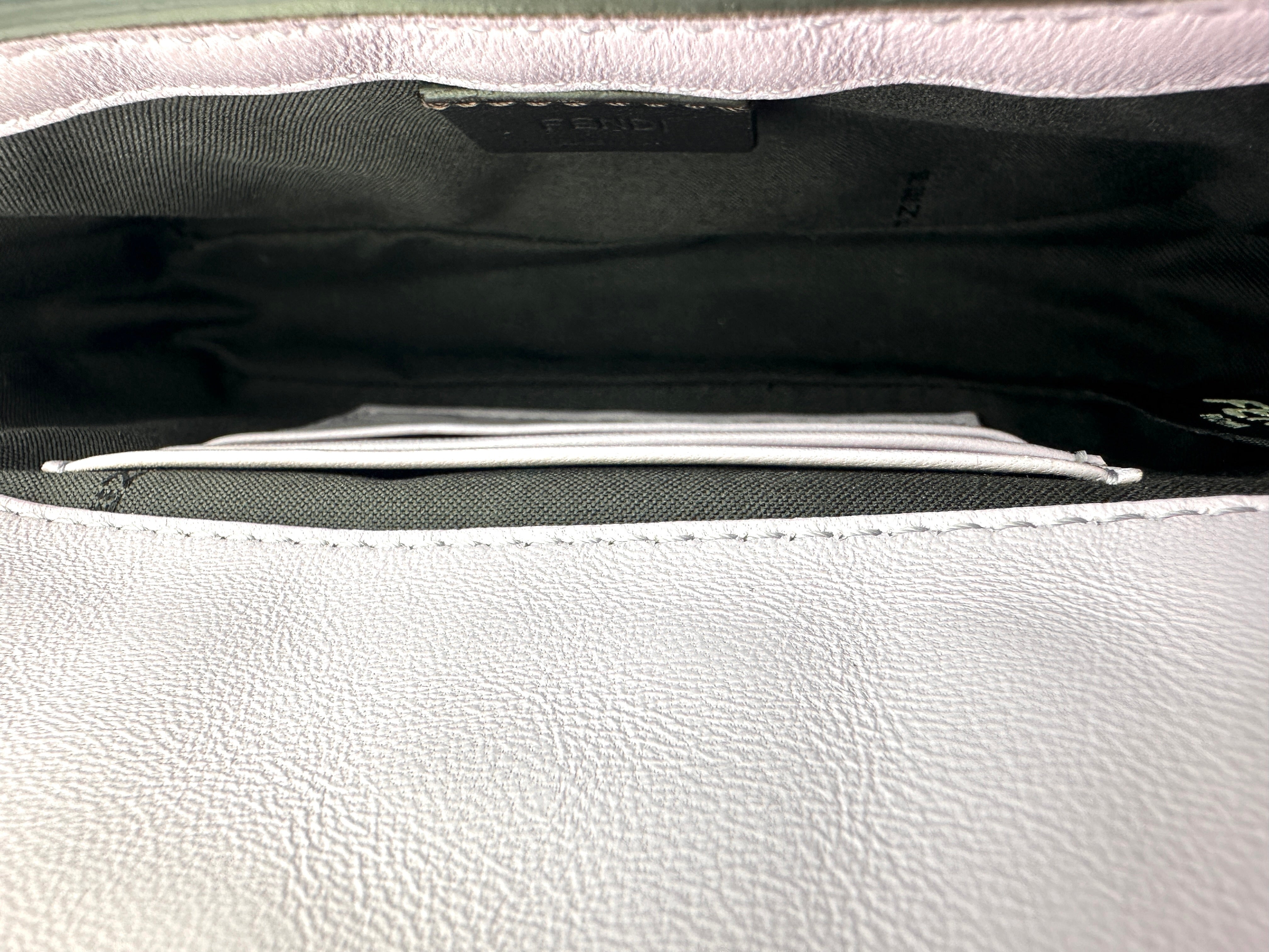 Fendi Baguette Light Purple Logo-Embossed Leather Shoulder Bag FF92