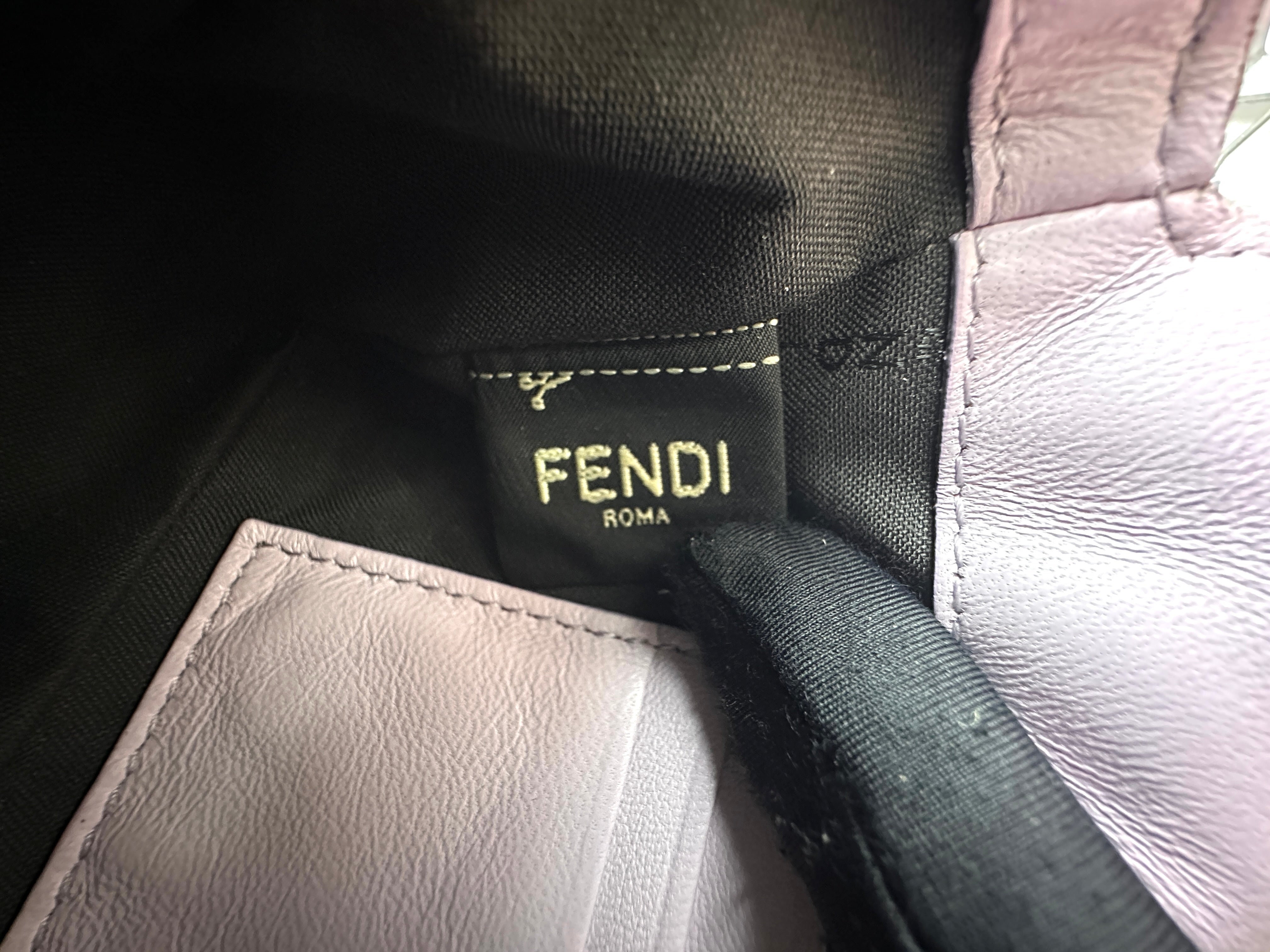Fendi Baguette Light Purple Logo-Embossed Leather Shoulder Bag FF92