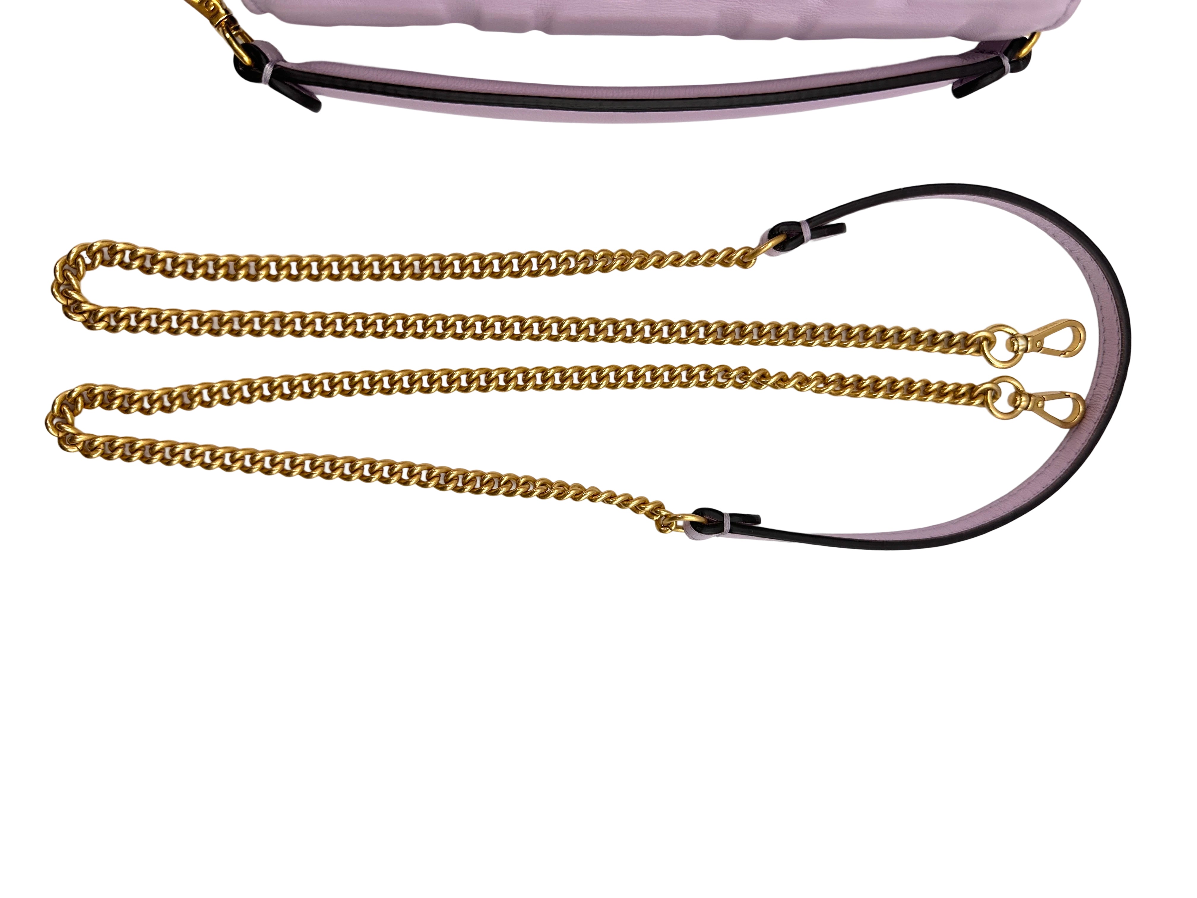 Fendi Baguette Light Purple Logo-Embossed Leather Shoulder Bag FF92