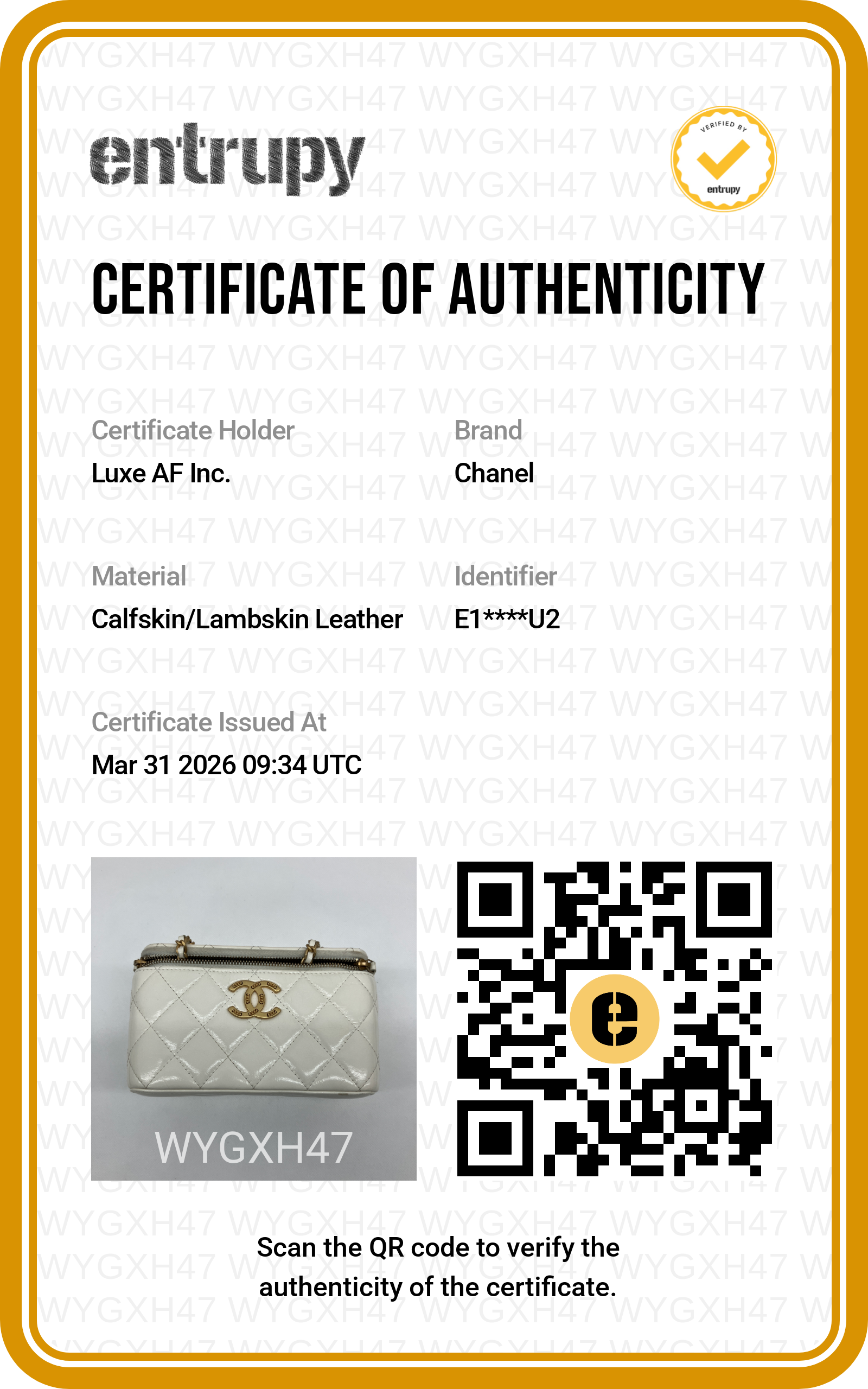 Chanel White Quilted Calfskin Vanity Case With Gold Hardware(E1***U2) CC1723