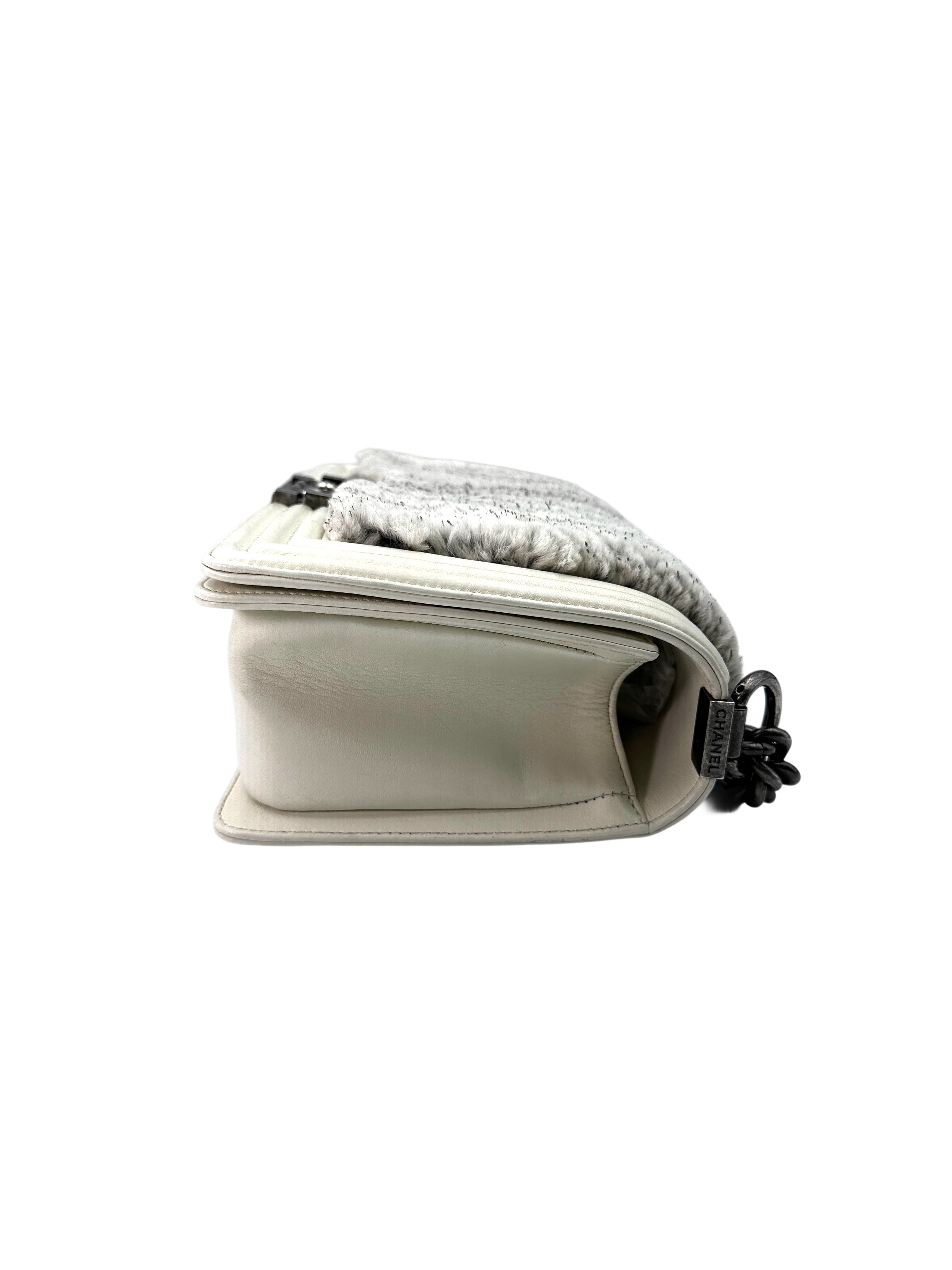 Chanel LeBoy White Shearling Leather Flap Bag With Gold Hardware(21***59) CC1679