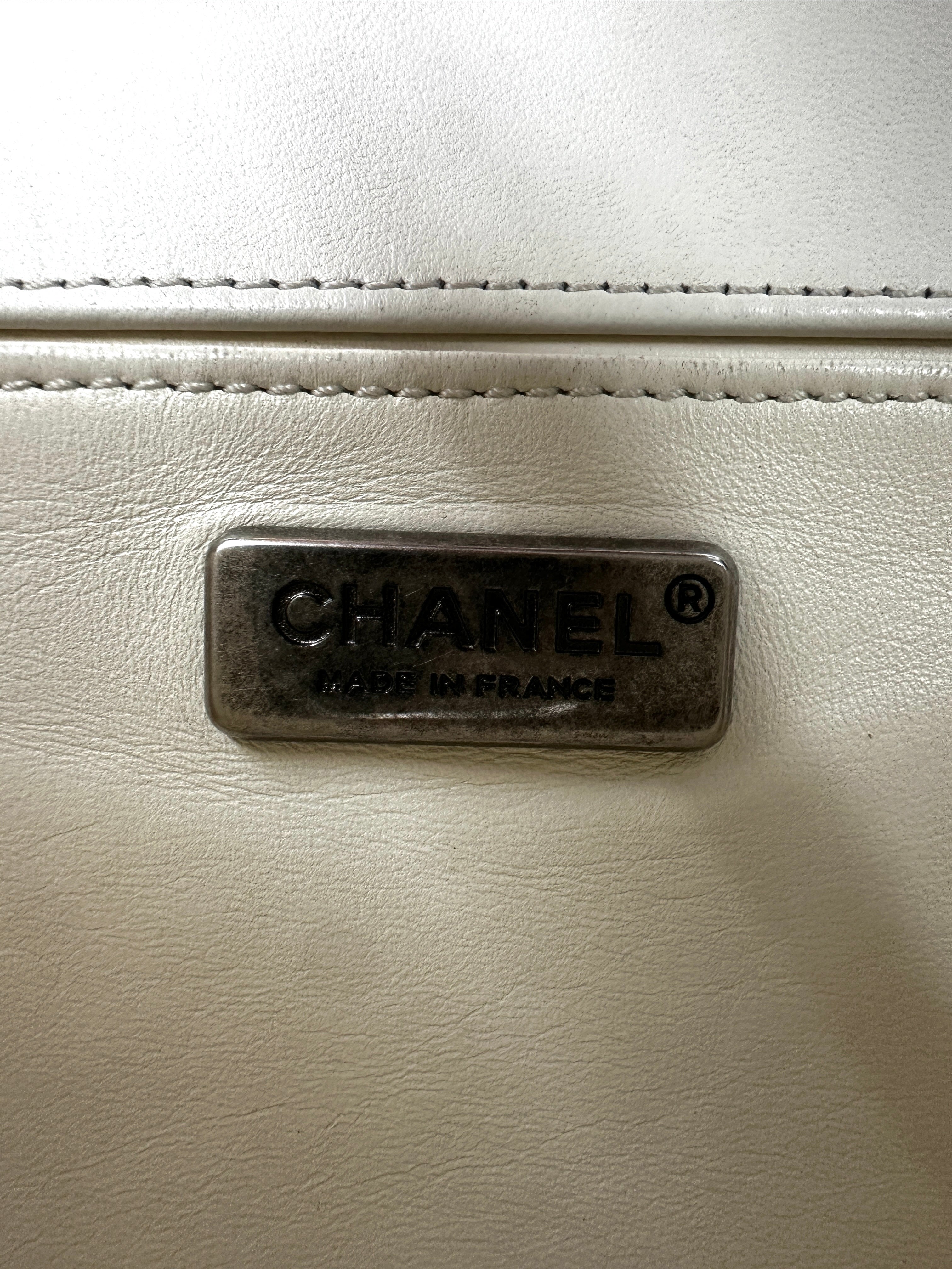 Chanel LeBoy White Shearling Leather Flap Bag With Gold Hardware(21***59) CC1679