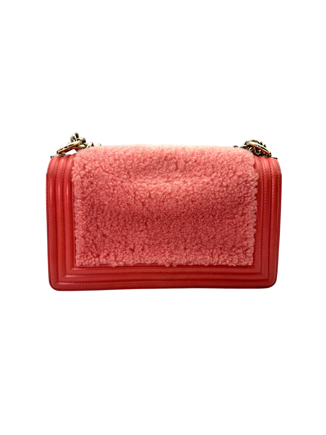 Chanel LeBoy Red Shearling Leather Flap Bag With Gold Hardware(23***30) CC1682