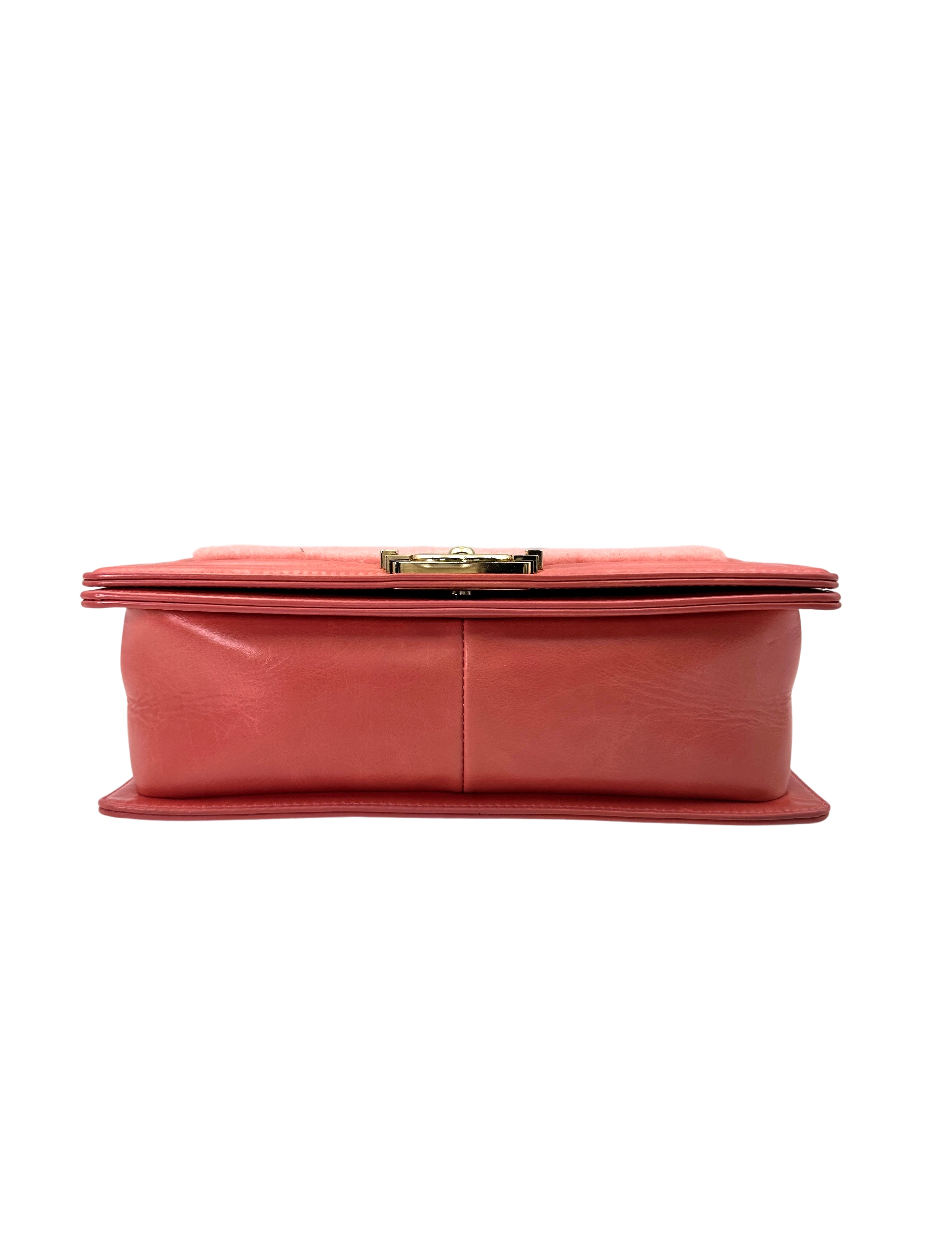 Chanel LeBoy Red Shearling Leather Flap Bag With Gold Hardware(23***30) CC1682