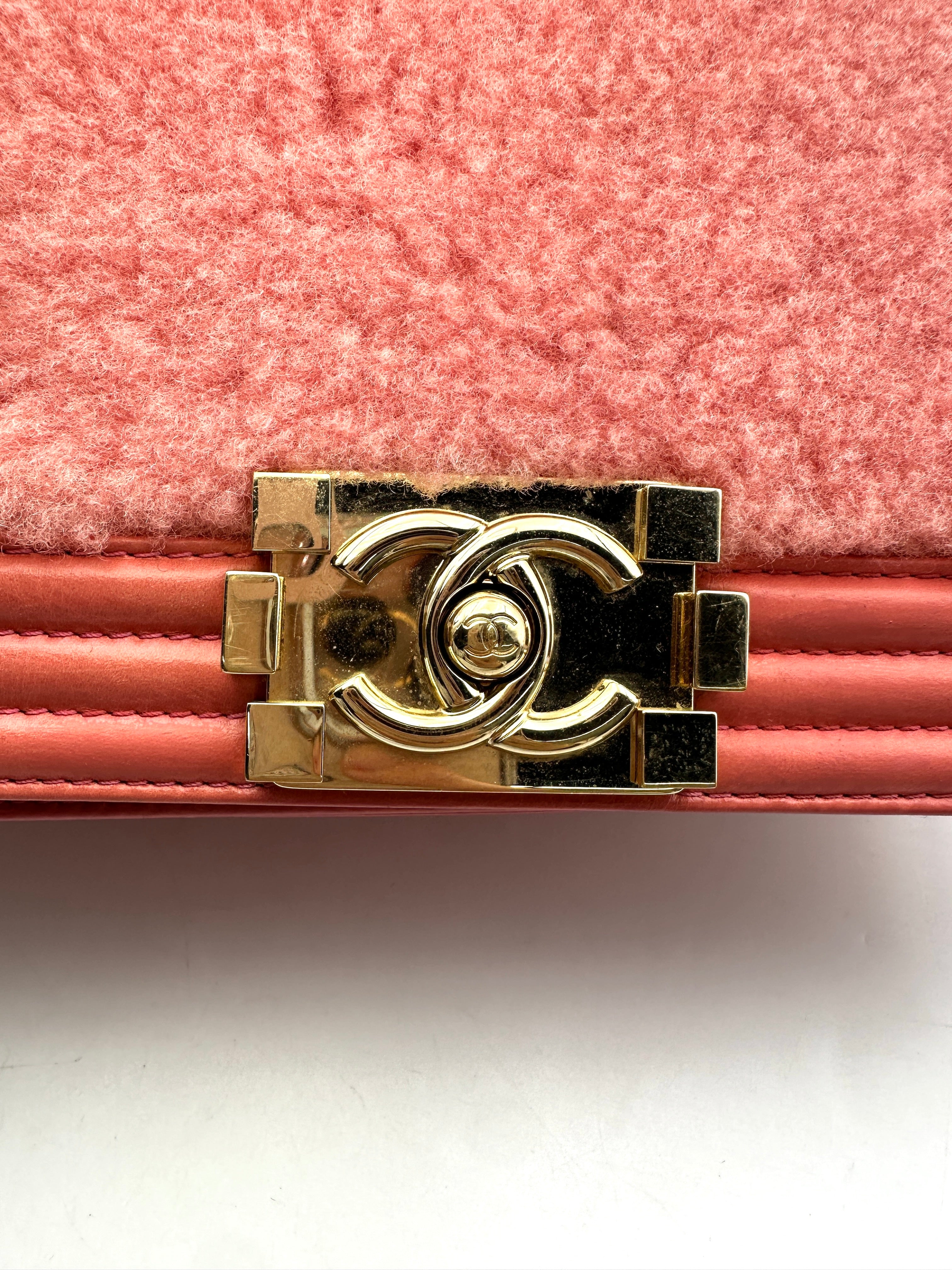 Chanel LeBoy Red Shearling Leather Flap Bag With Gold Hardware(23***30) CC1682