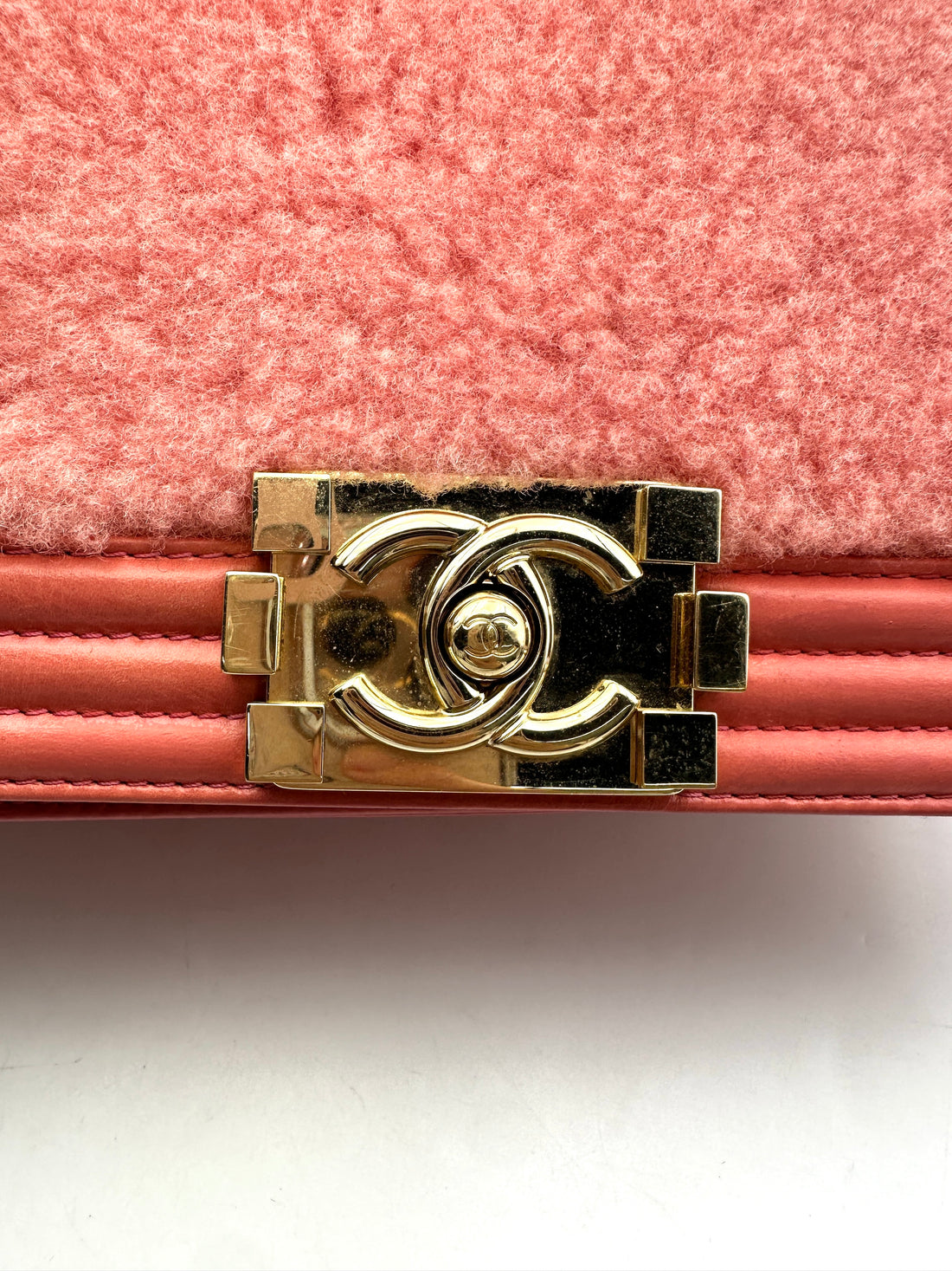 Chanel LeBoy Red Shearling Leather Flap Bag With Gold Hardware(23***30) CC1682