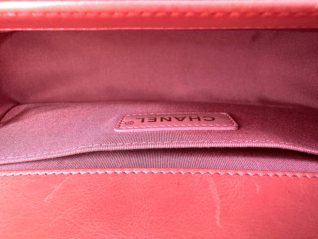 Chanel LeBoy Red Shearling Leather Flap Bag With Gold Hardware(23***30) CC1682