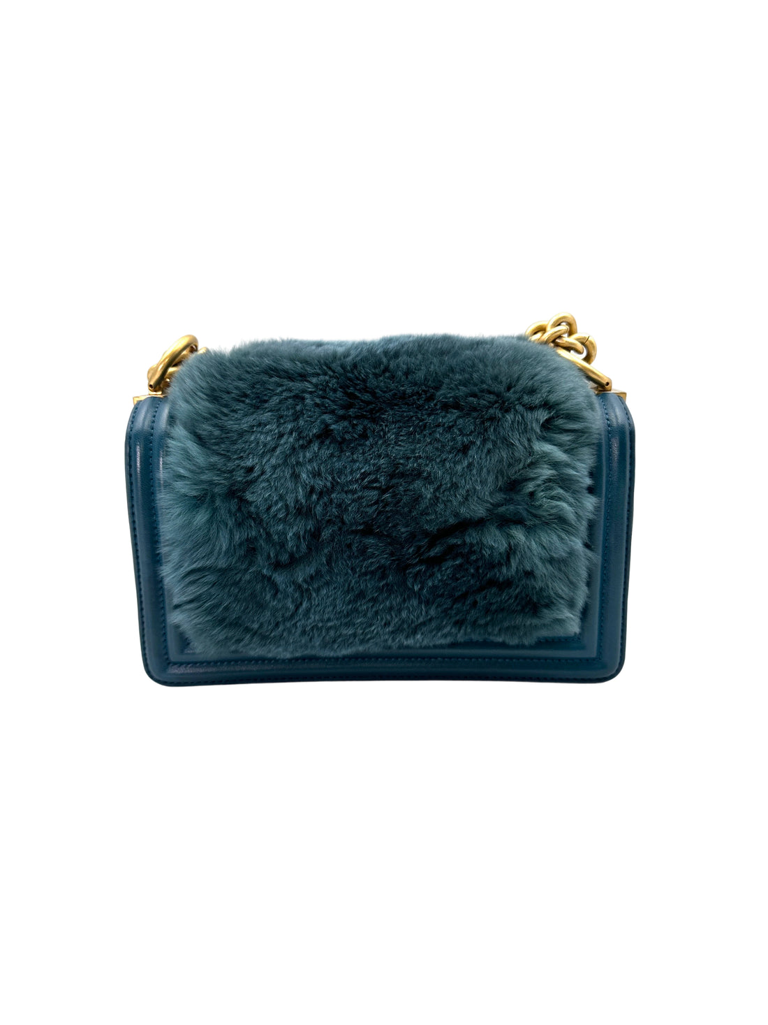 Chanel LeBoy Blue Shearling Lambskin Flap Bag With Gold Hardware(24***00) CC1676