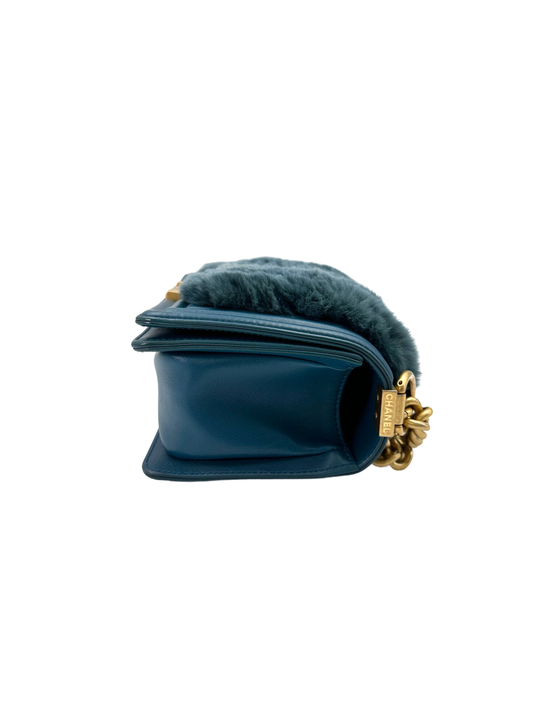 Chanel LeBoy Blue Shearling Lambskin Flap Bag With Gold Hardware(24***00) CC1676
