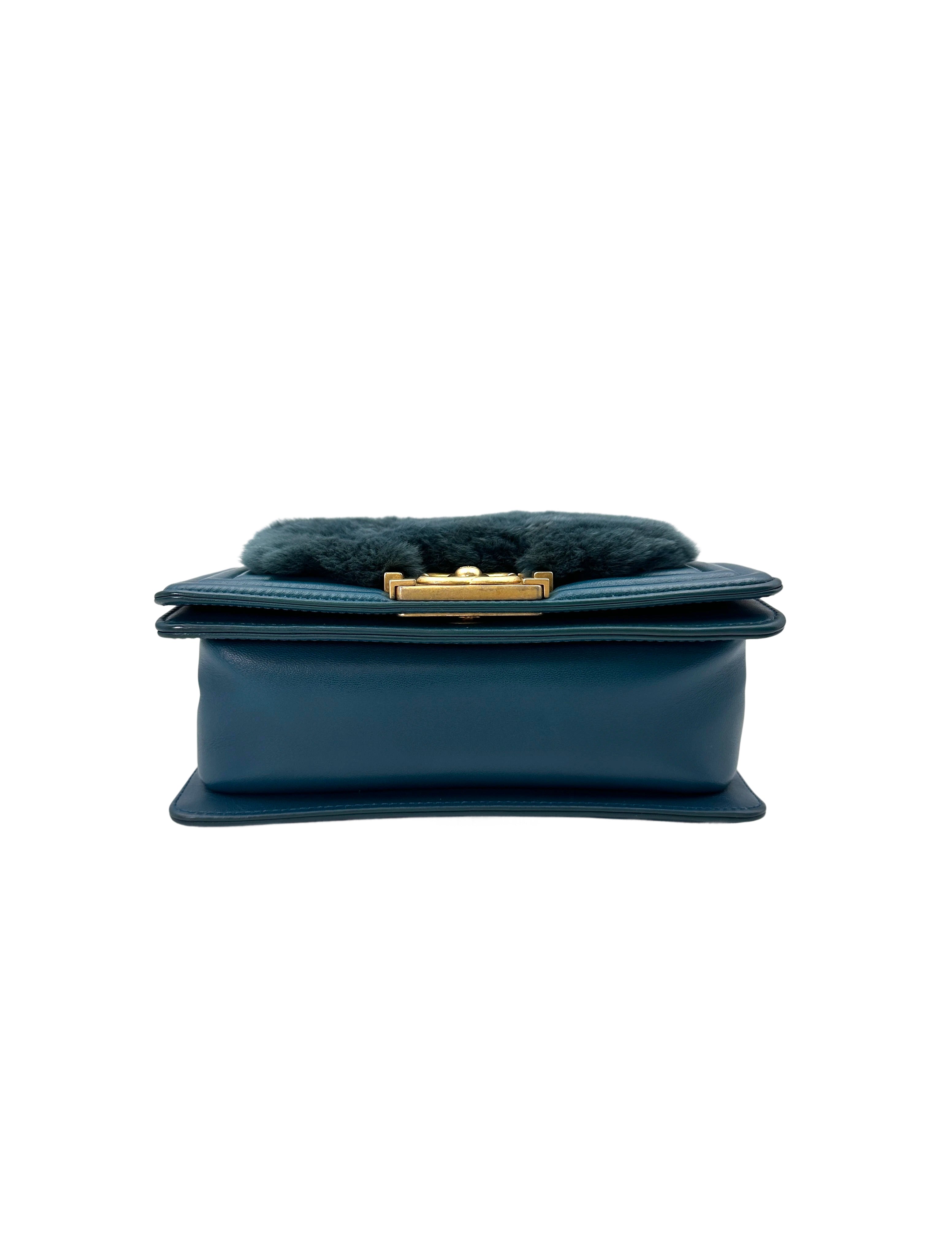 Chanel LeBoy Blue Shearling Lambskin Flap Bag With Gold Hardware(24***00) CC1676