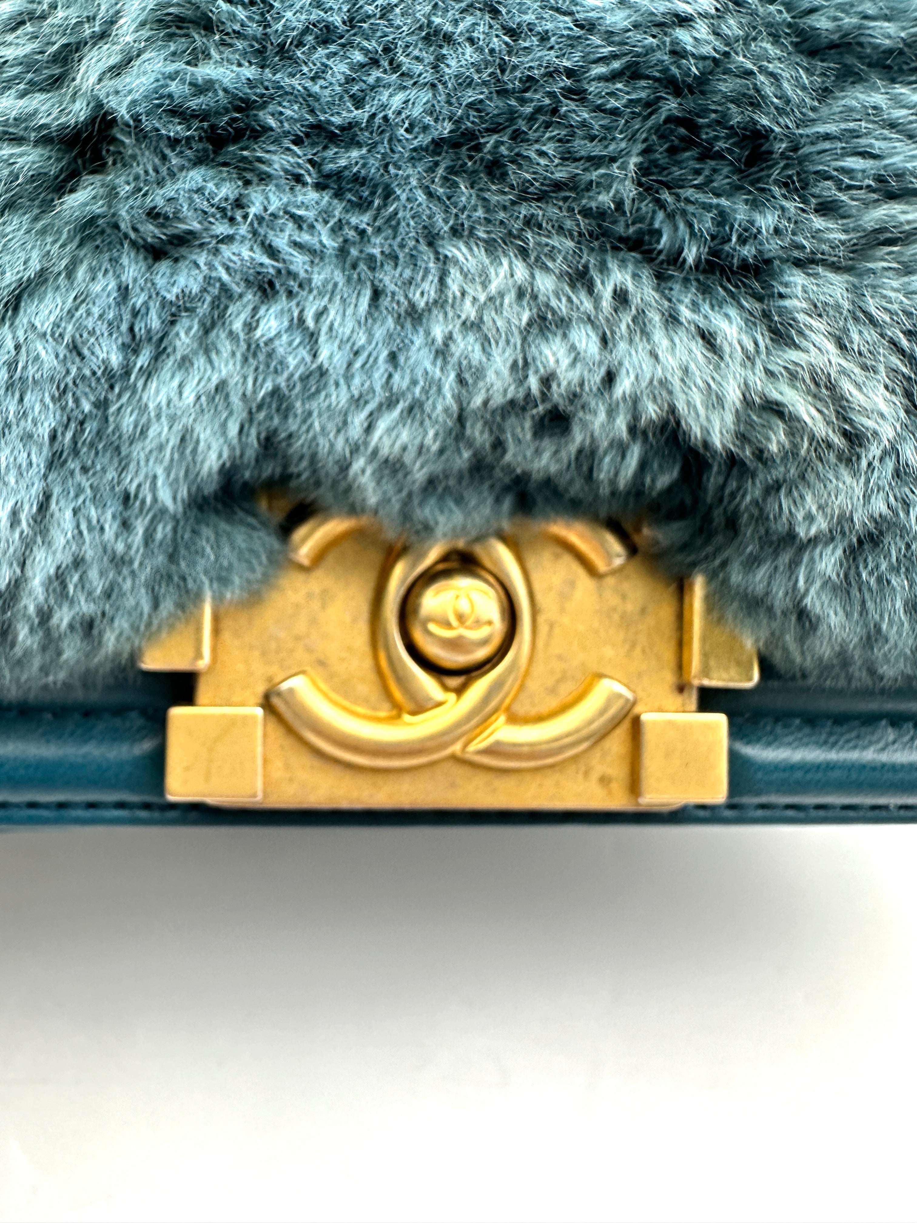 Chanel LeBoy Blue Shearling Lambskin Flap Bag With Gold Hardware(24***00) CC1676