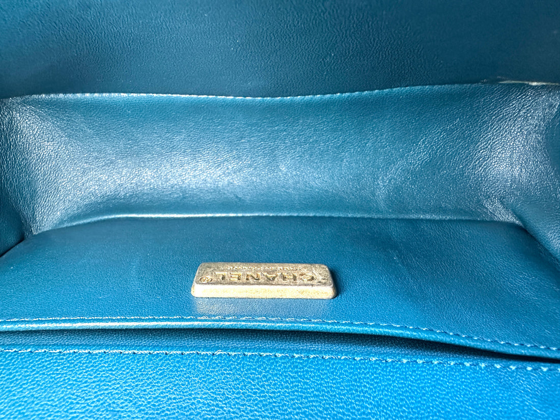 Chanel LeBoy Blue Shearling Lambskin Flap Bag With Gold Hardware(24***00) CC1676