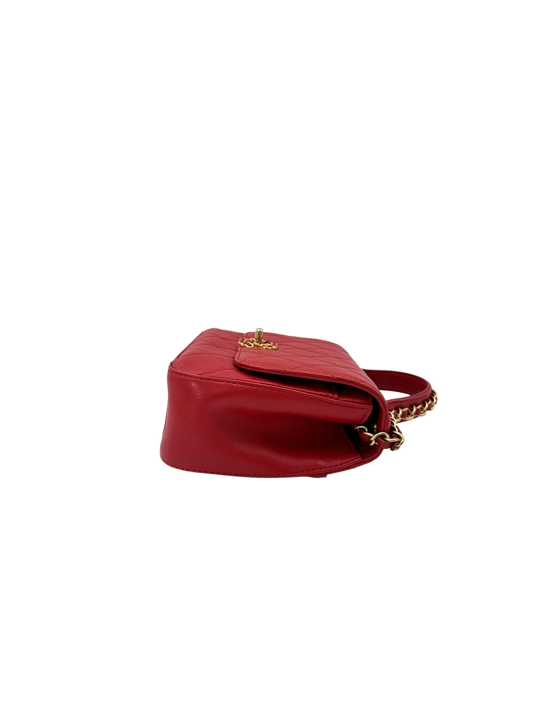 Chanel Red Quilted Leather Infinity Chain Top Handle Bag(28***11) CC1678